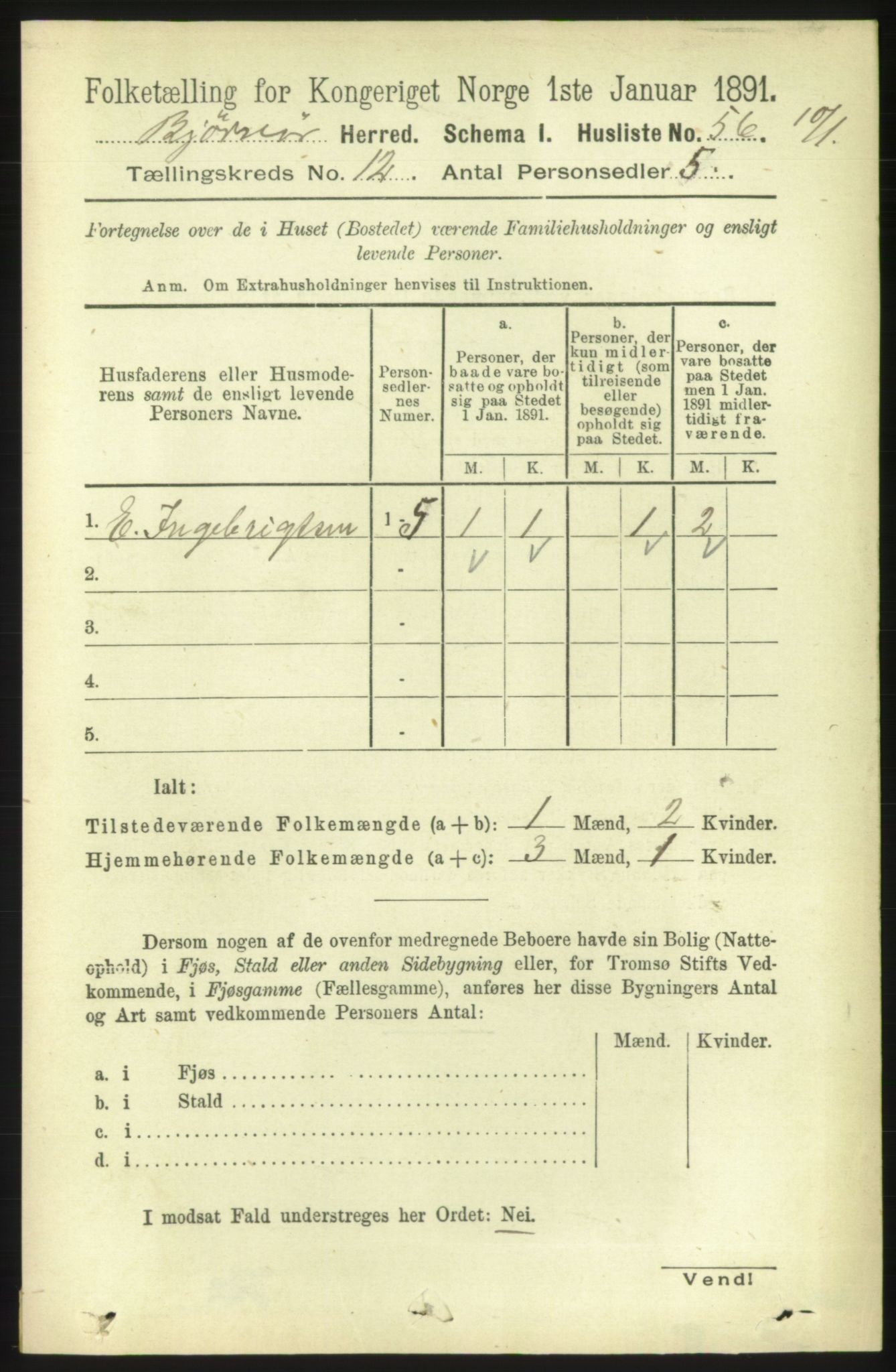 RA, 1891 census for 1632 Bjørnør, 1891, p. 5091