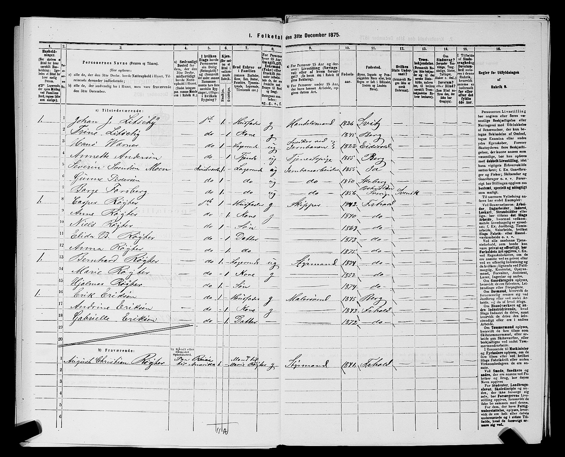 RA, 1875 census for 0101P Fredrikshald, 1875, p. 793