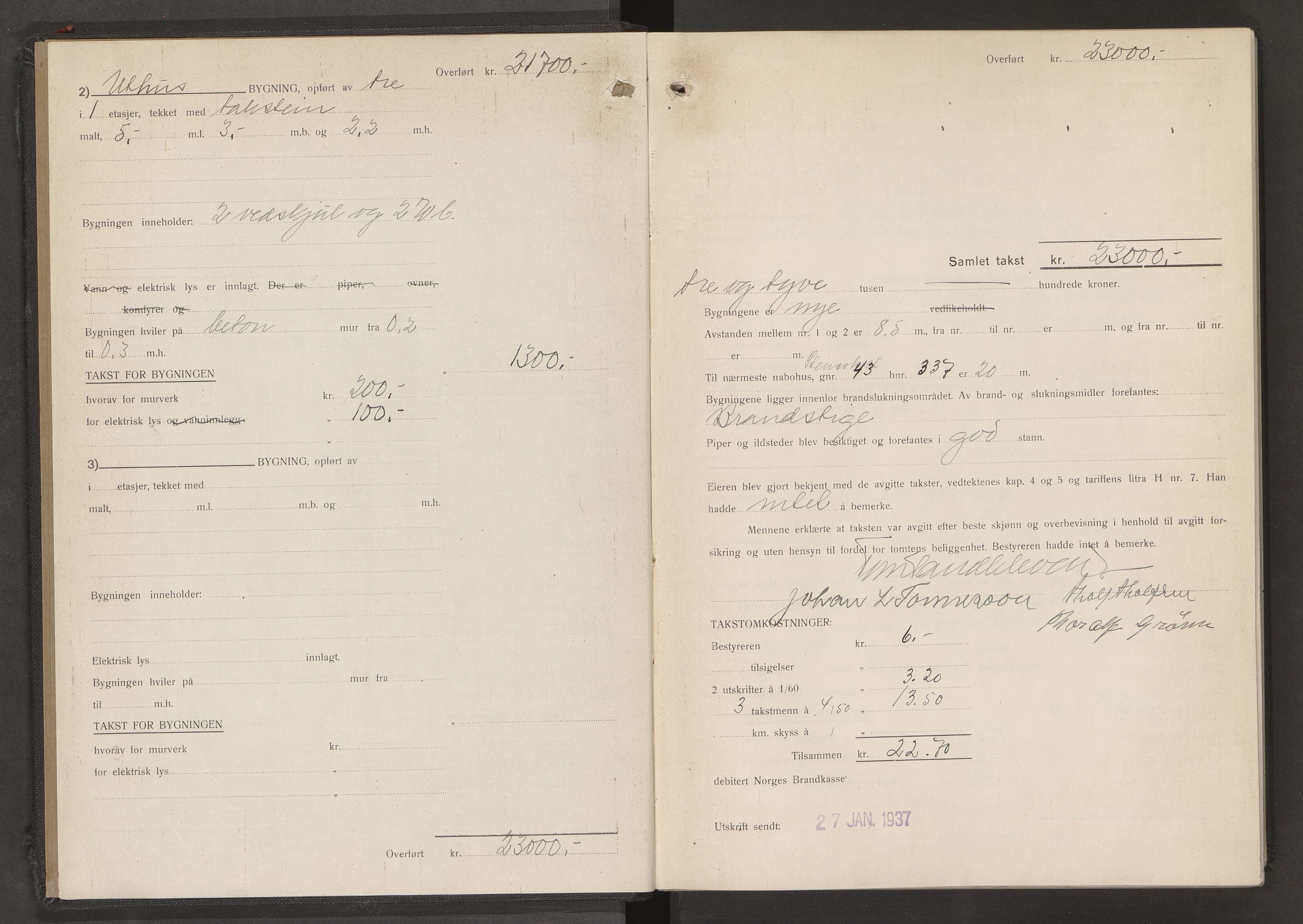 Sandar lensmannskontor, AV/SAKO-A-545/Y/Yc/Yca/L0027: Branntakstprotokoll, 1937-1938