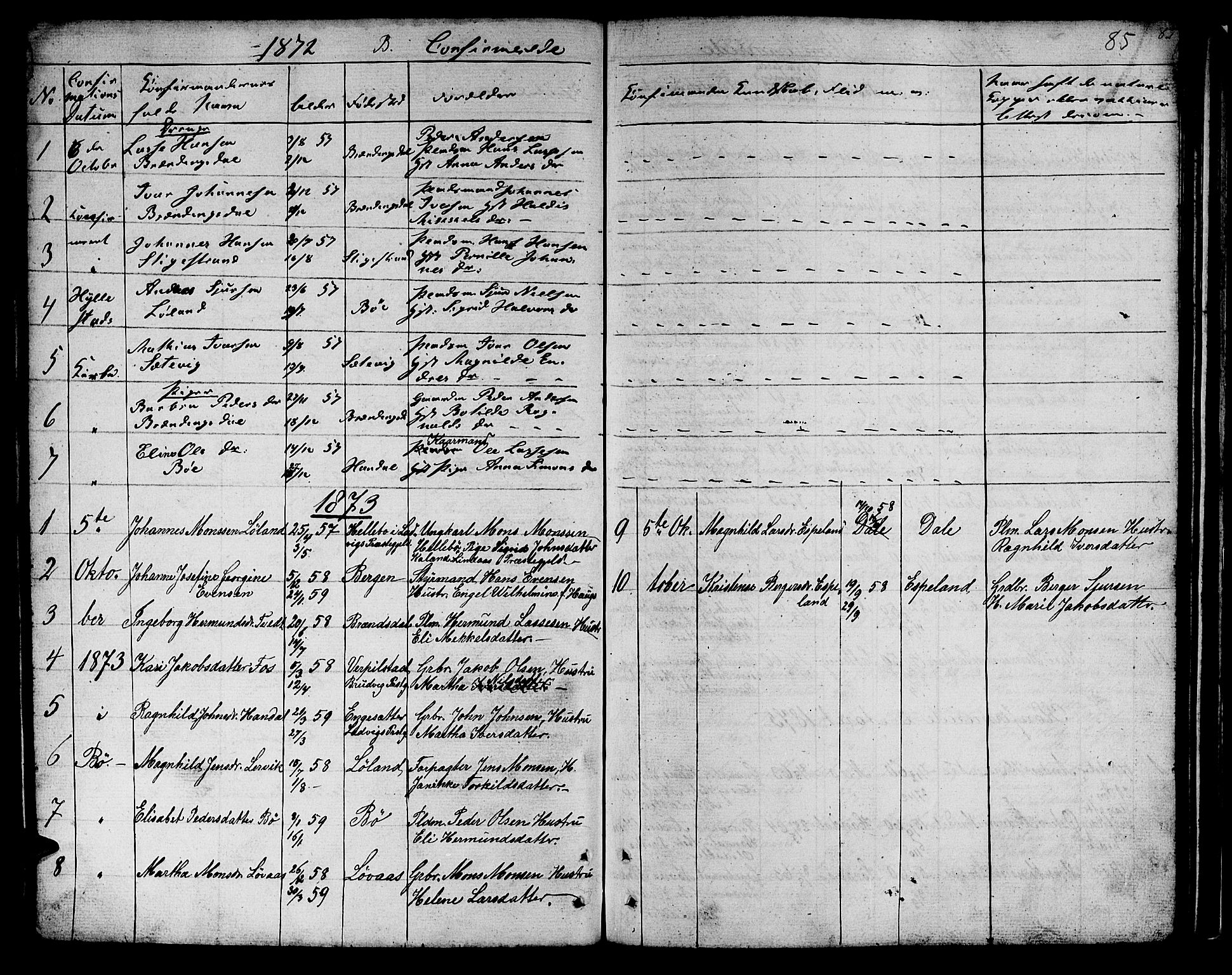 Hyllestad sokneprestembete, SAB/A-80401: Parish register (copy) no. B 1, 1854-1889, p. 85