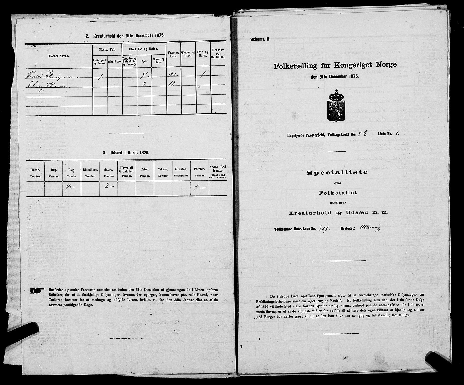 SAST, 1875 census for 1128P Høgsfjord, 1875, p. 722