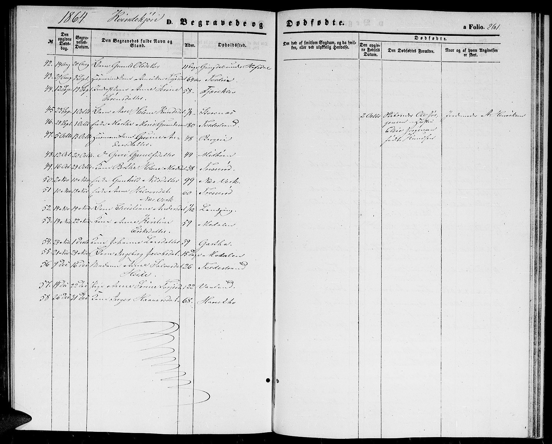Holt sokneprestkontor, AV/SAK-1111-0021/F/Fb/L0008: Parish register (copy) no. B 8, 1858-1871, p. 261