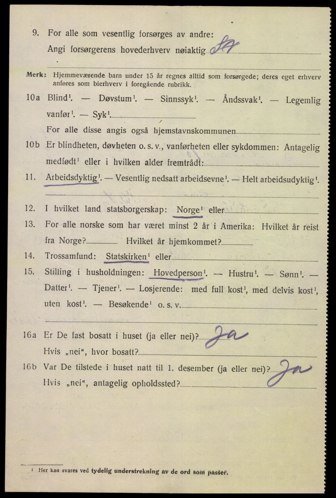 SAK, 1920 census for Oddernes, 1920, p. 11140