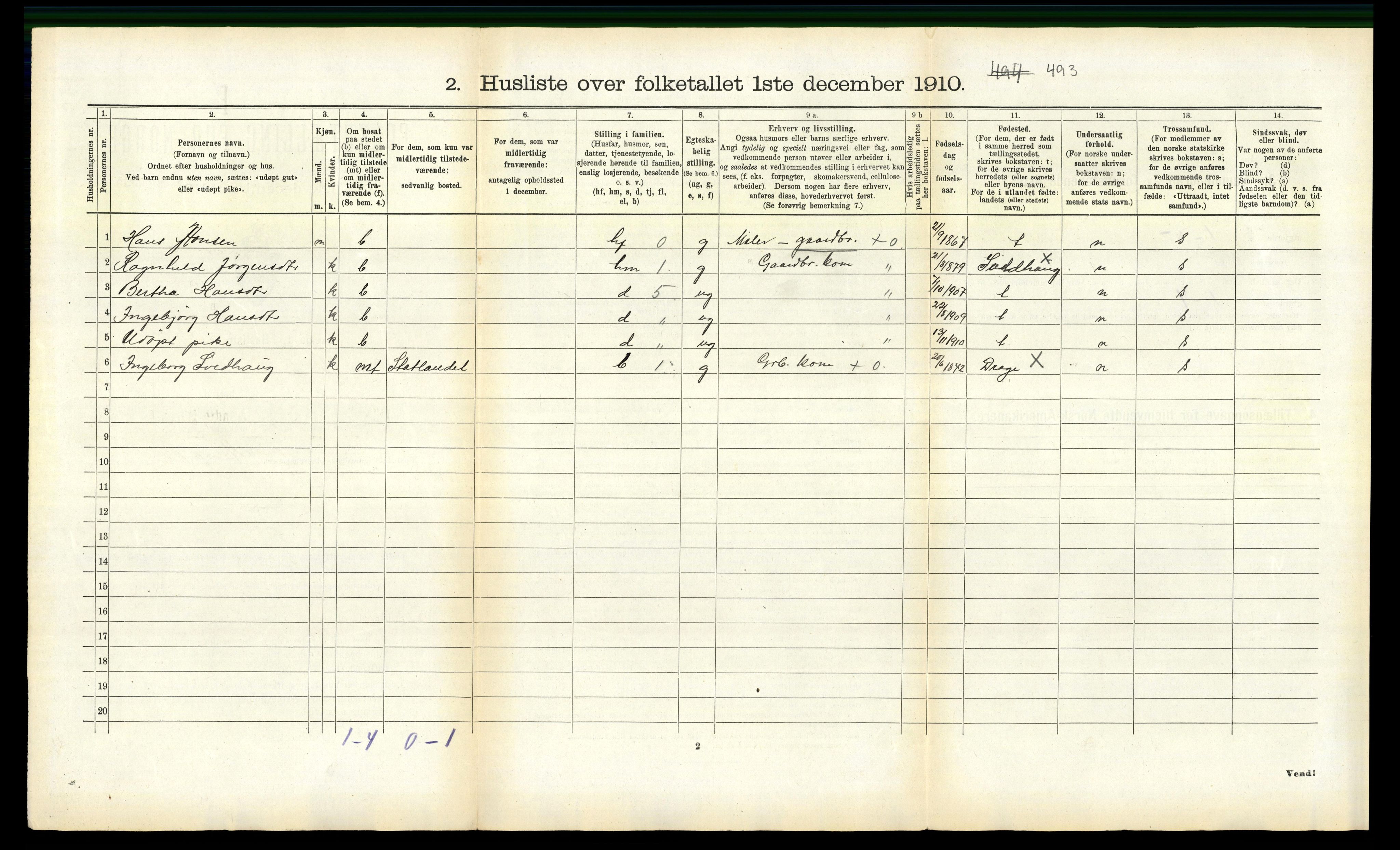 RA, 1910 census for Rovde, 1910, p. 173