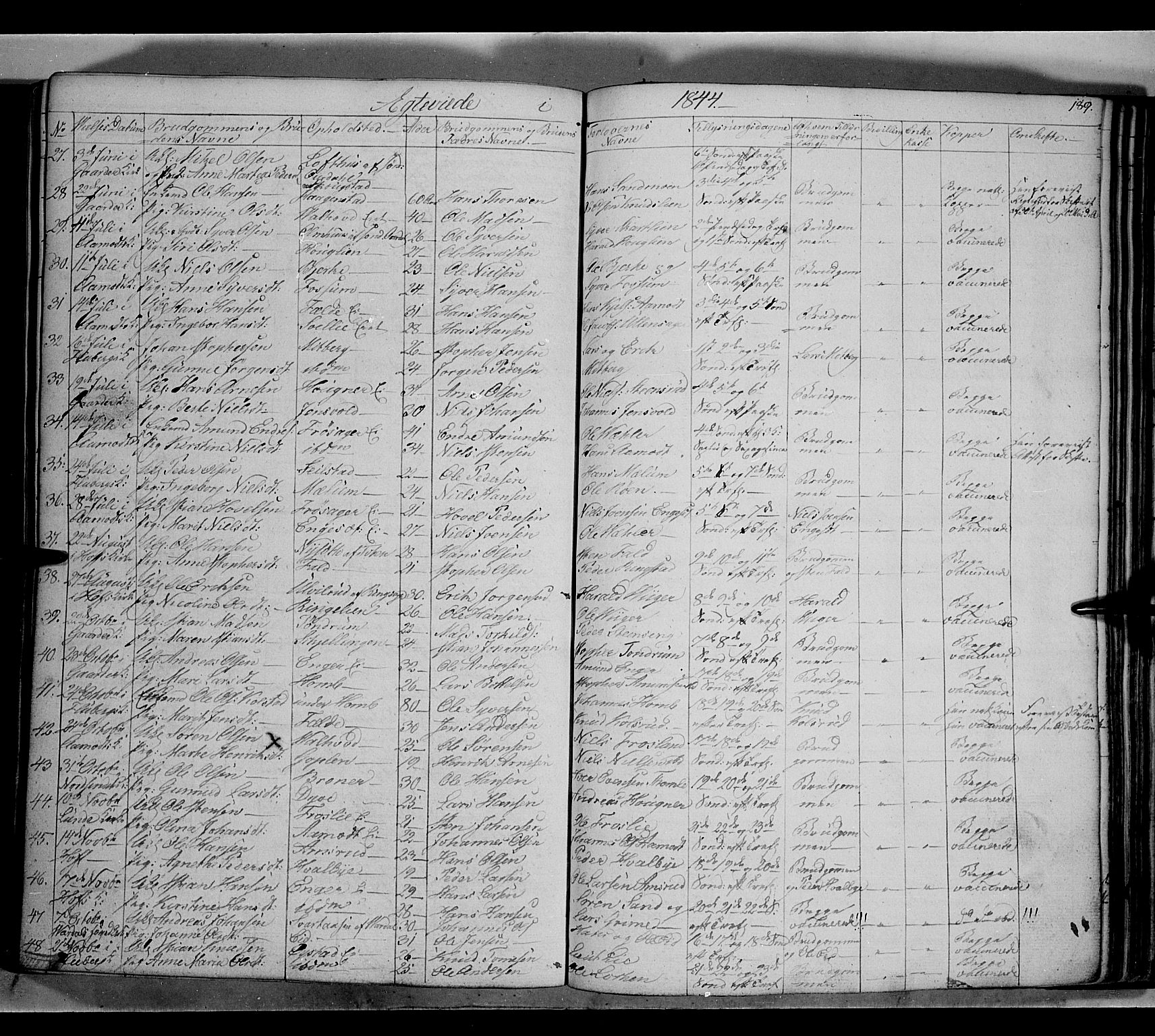 Land prestekontor, SAH/PREST-120/H/Ha/Hab/L0002: Parish register (copy) no. 2, 1833-1849, p. 189