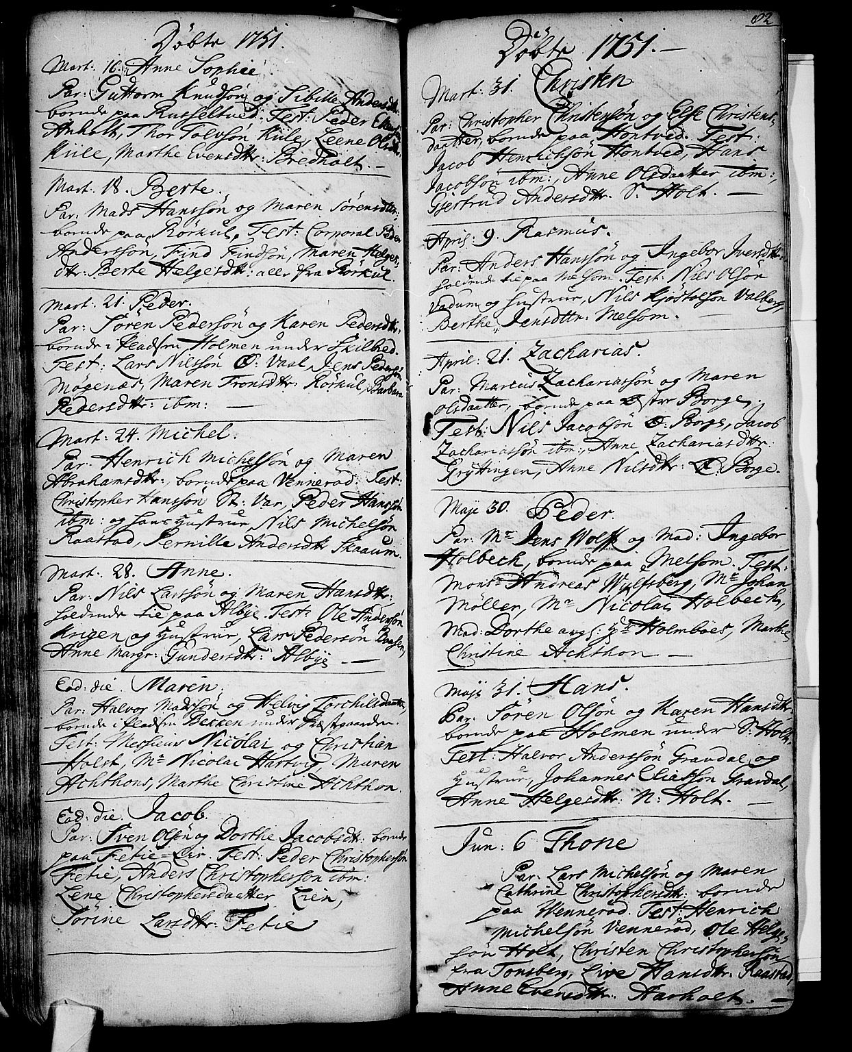 Stokke kirkebøker, AV/SAKO-A-320/F/Fa/L0002: Parish register (official) no. I 2, 1732-1770, p. 82