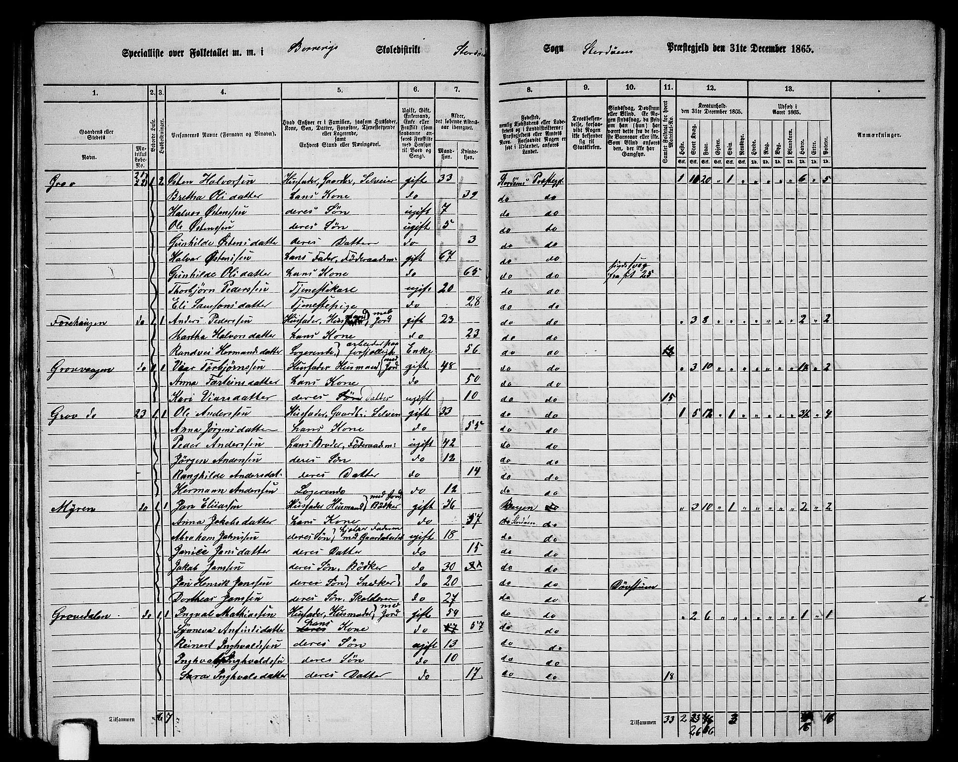 RA, 1865 census for Stord, 1865, p. 21