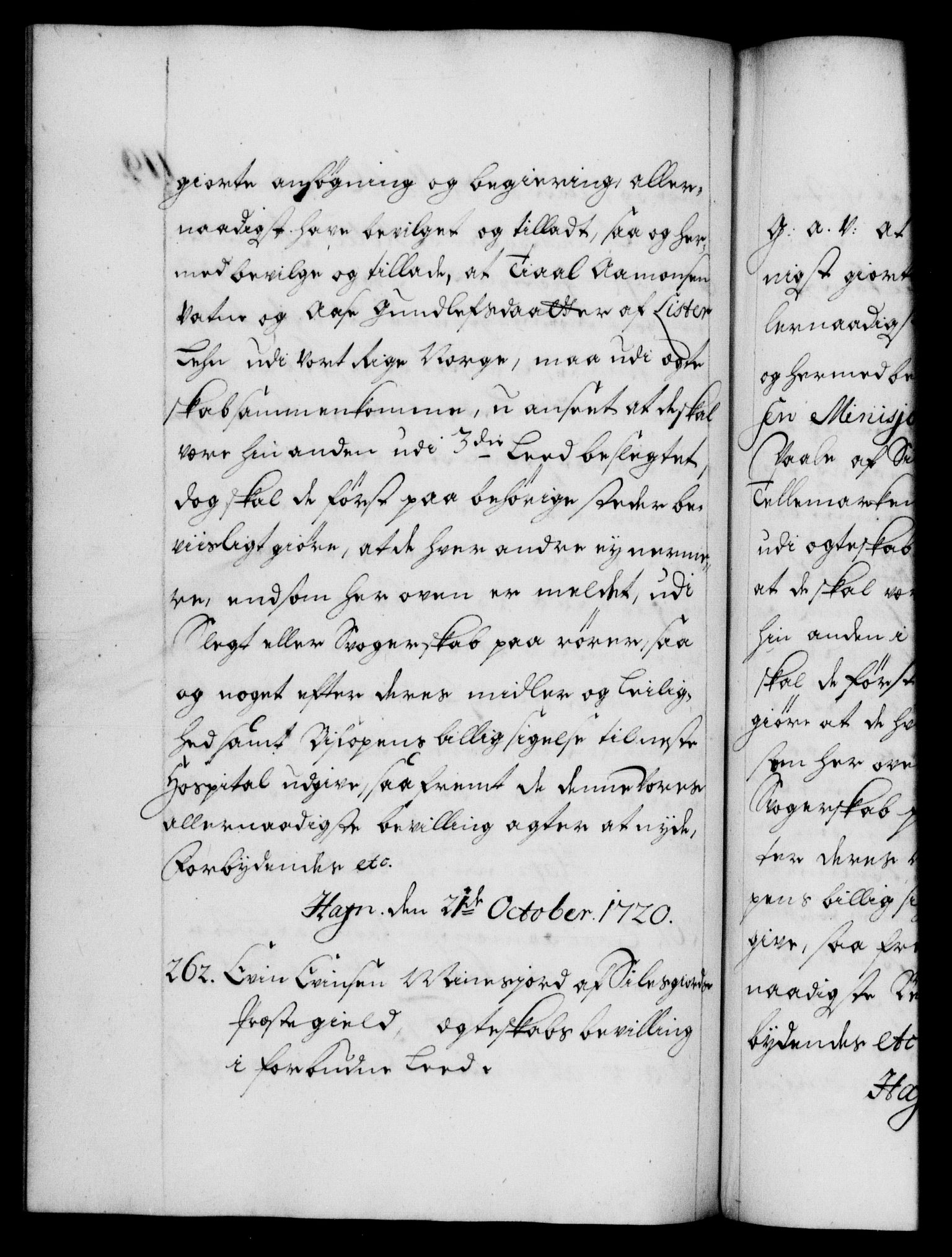 Danske Kanselli 1572-1799, AV/RA-EA-3023/F/Fc/Fca/Fcaa/L0023: Norske registre, 1720-1722, p. 179b