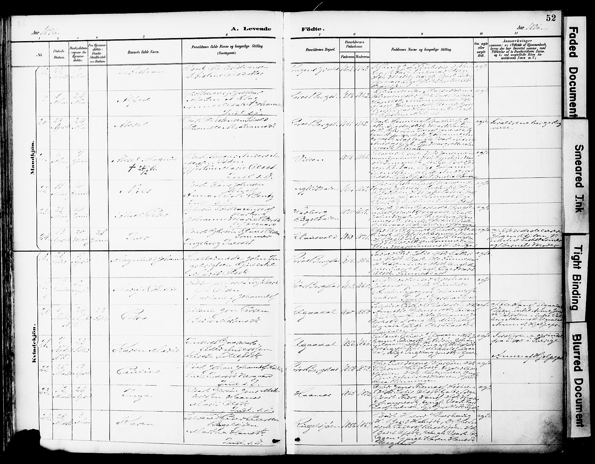 Ministerialprotokoller, klokkerbøker og fødselsregistre - Sør-Trøndelag, SAT/A-1456/681/L0935: Parish register (official) no. 681A13, 1890-1898, p. 52