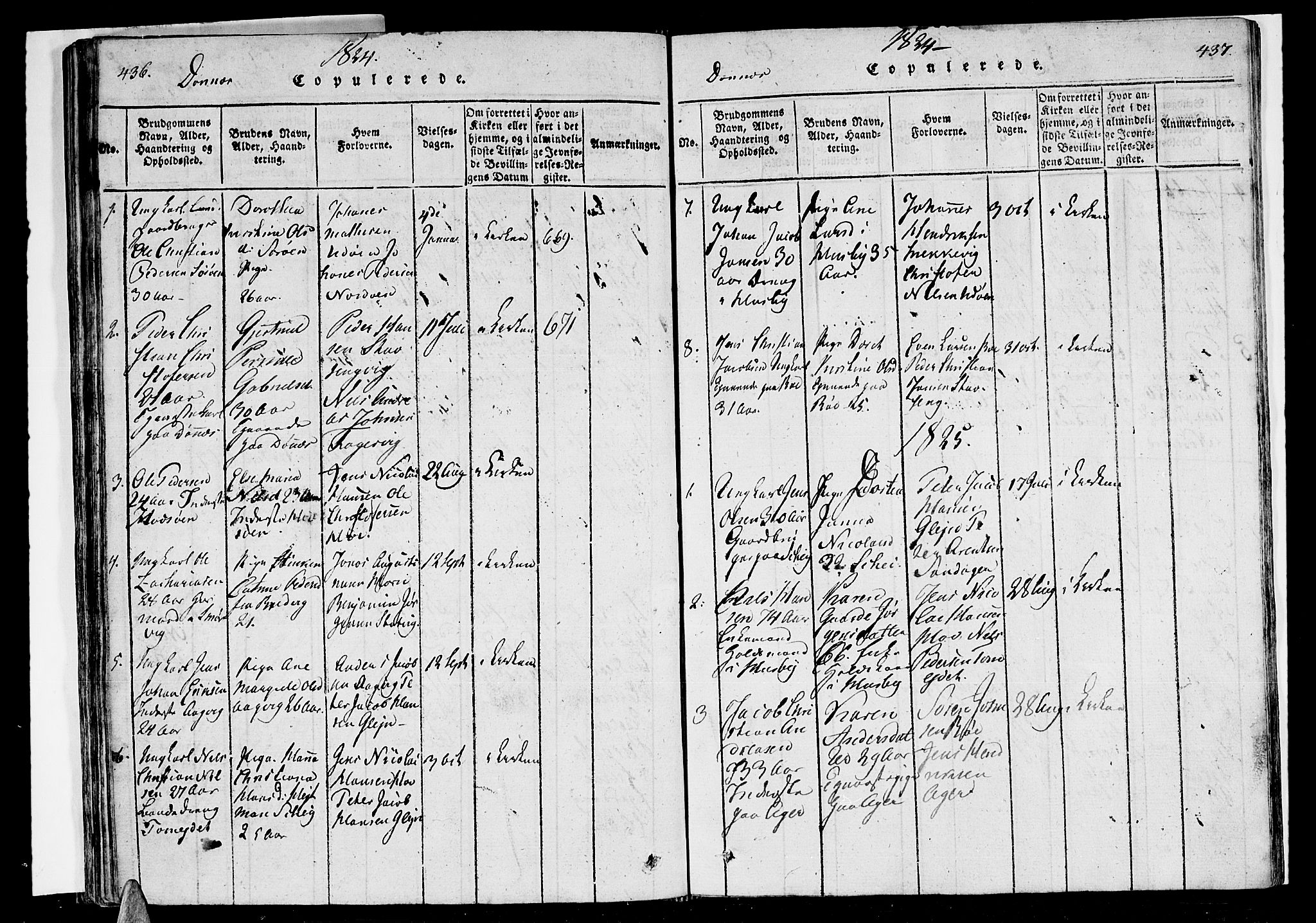 Ministerialprotokoller, klokkerbøker og fødselsregistre - Nordland, SAT/A-1459/838/L0547: Parish register (official) no. 838A05 /2, 1820-1828, p. 436-437