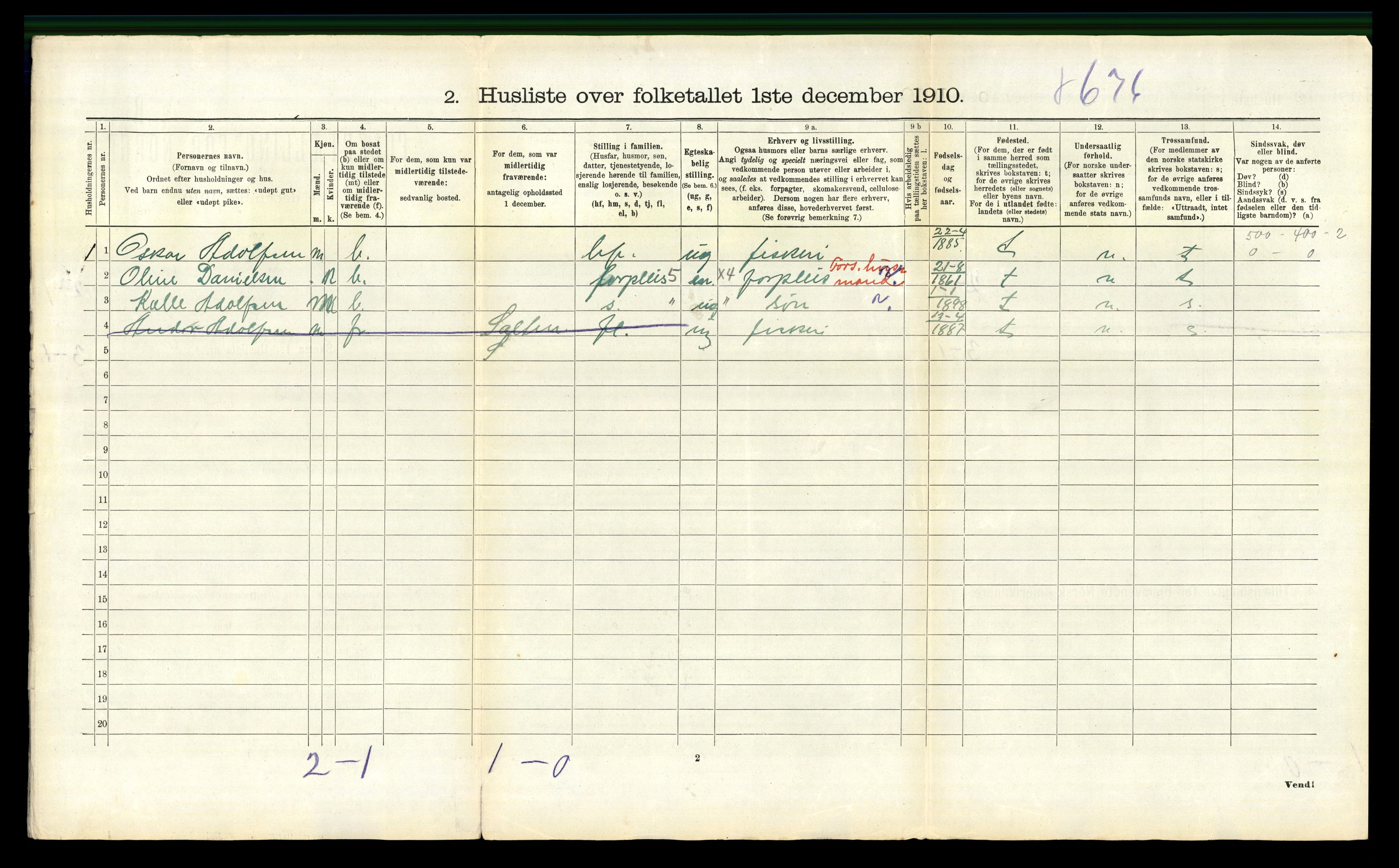 RA, 1910 census for Flakstad, 1910, p. 813