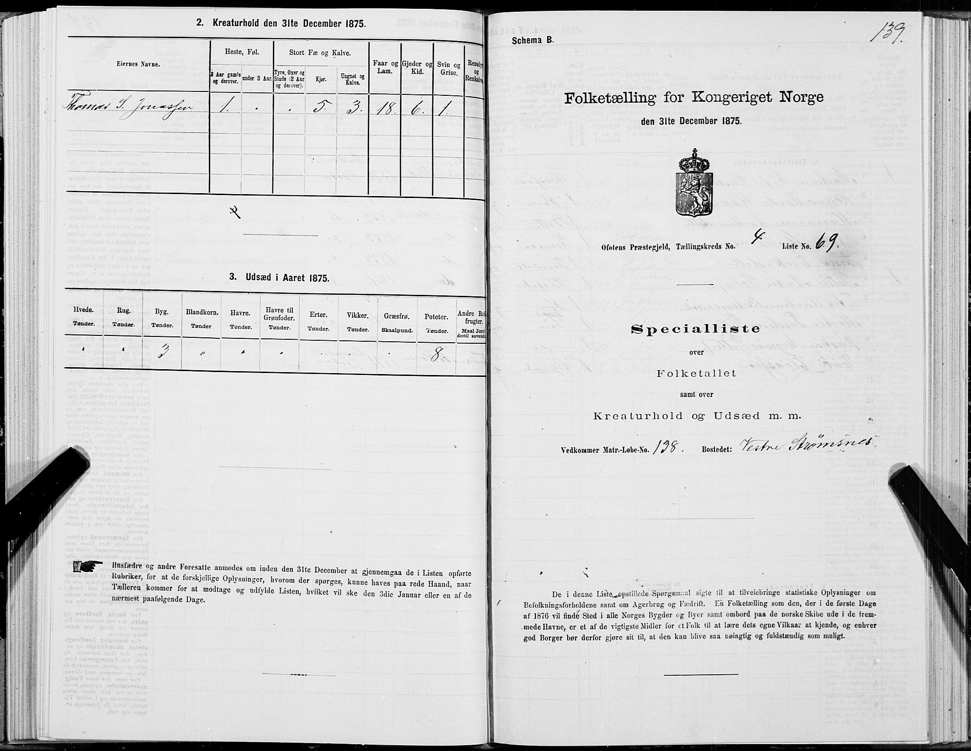 SAT, 1875 census for 1853P Ofoten, 1875, p. 3139