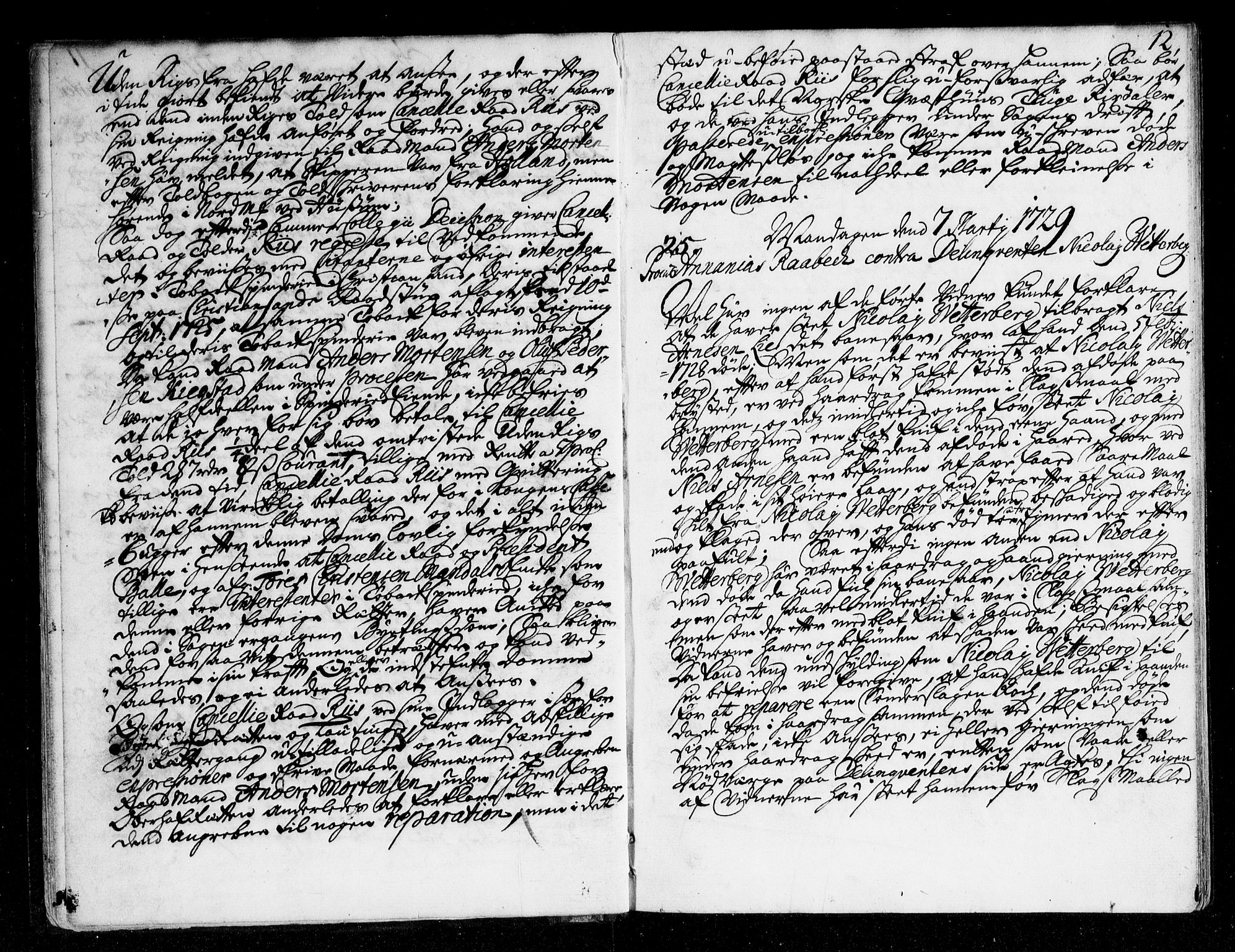 Overhoffretten 1667-1797, AV/RA-EA-2884/Aa/L0059: Avsiktsprotokoll, 1729, p. 11b-12a