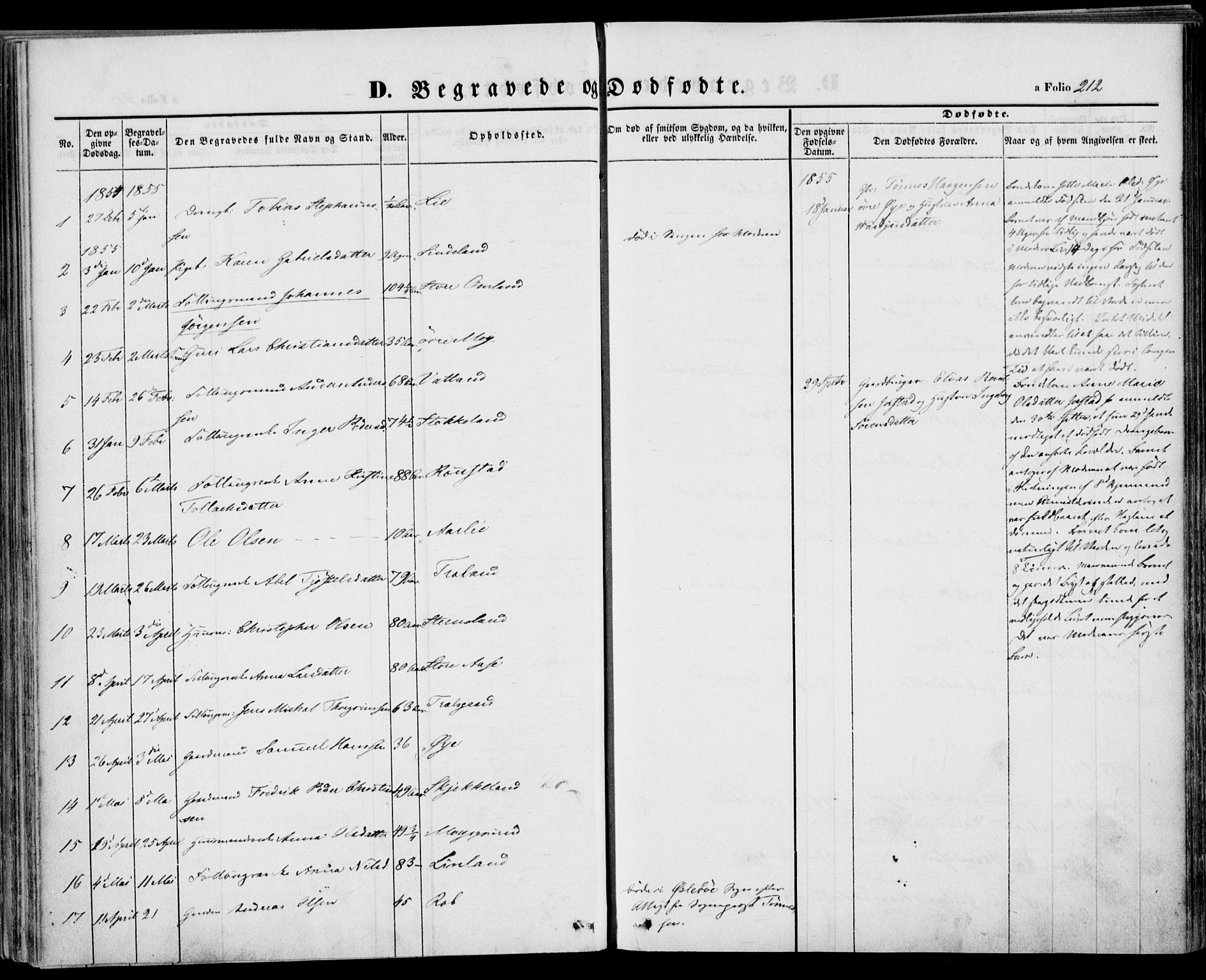 Kvinesdal sokneprestkontor, SAK/1111-0026/F/Fa/Fab/L0005: Parish register (official) no. A 5, 1844-1857, p. 212