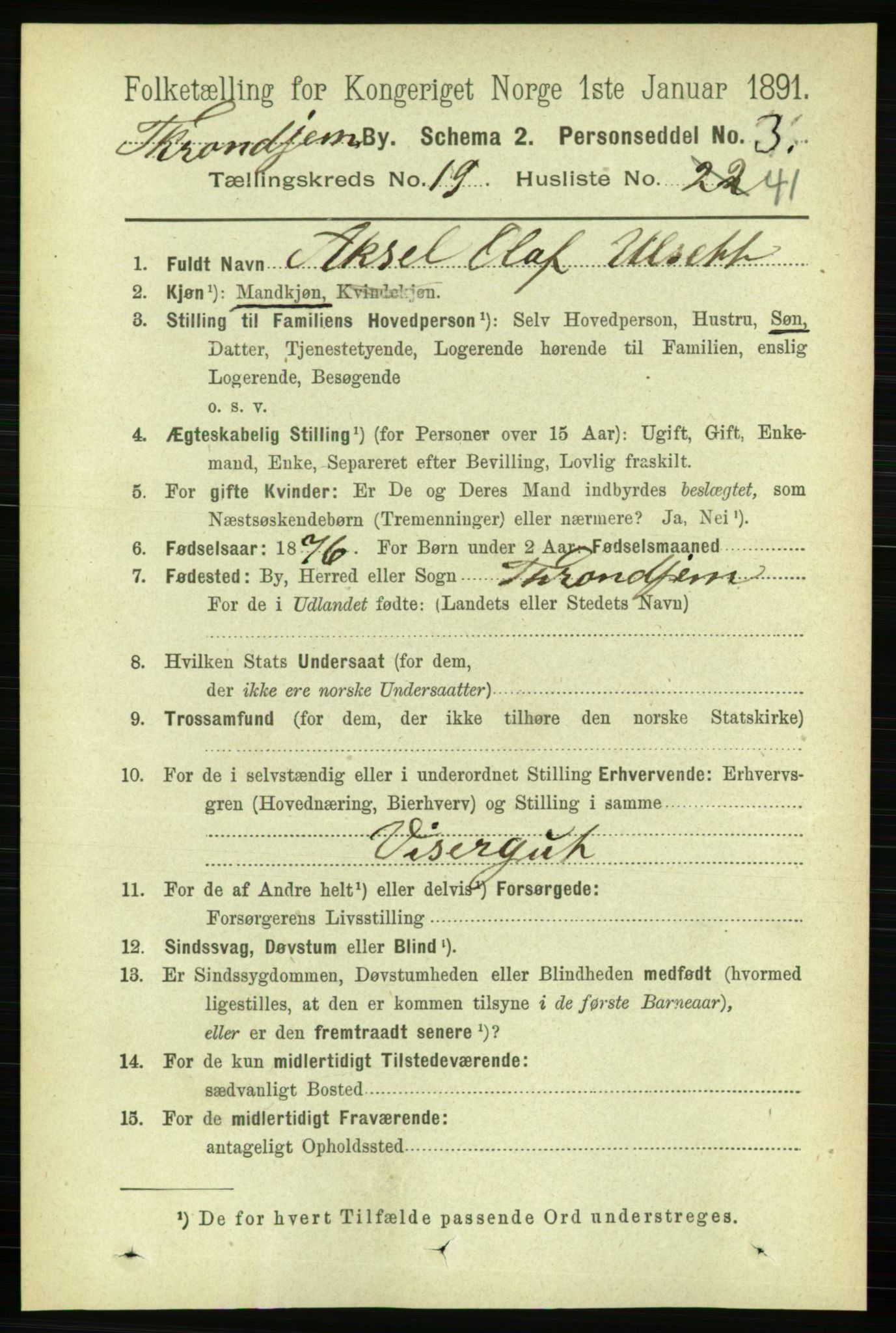 RA, 1891 census for 1601 Trondheim, 1891, p. 15082