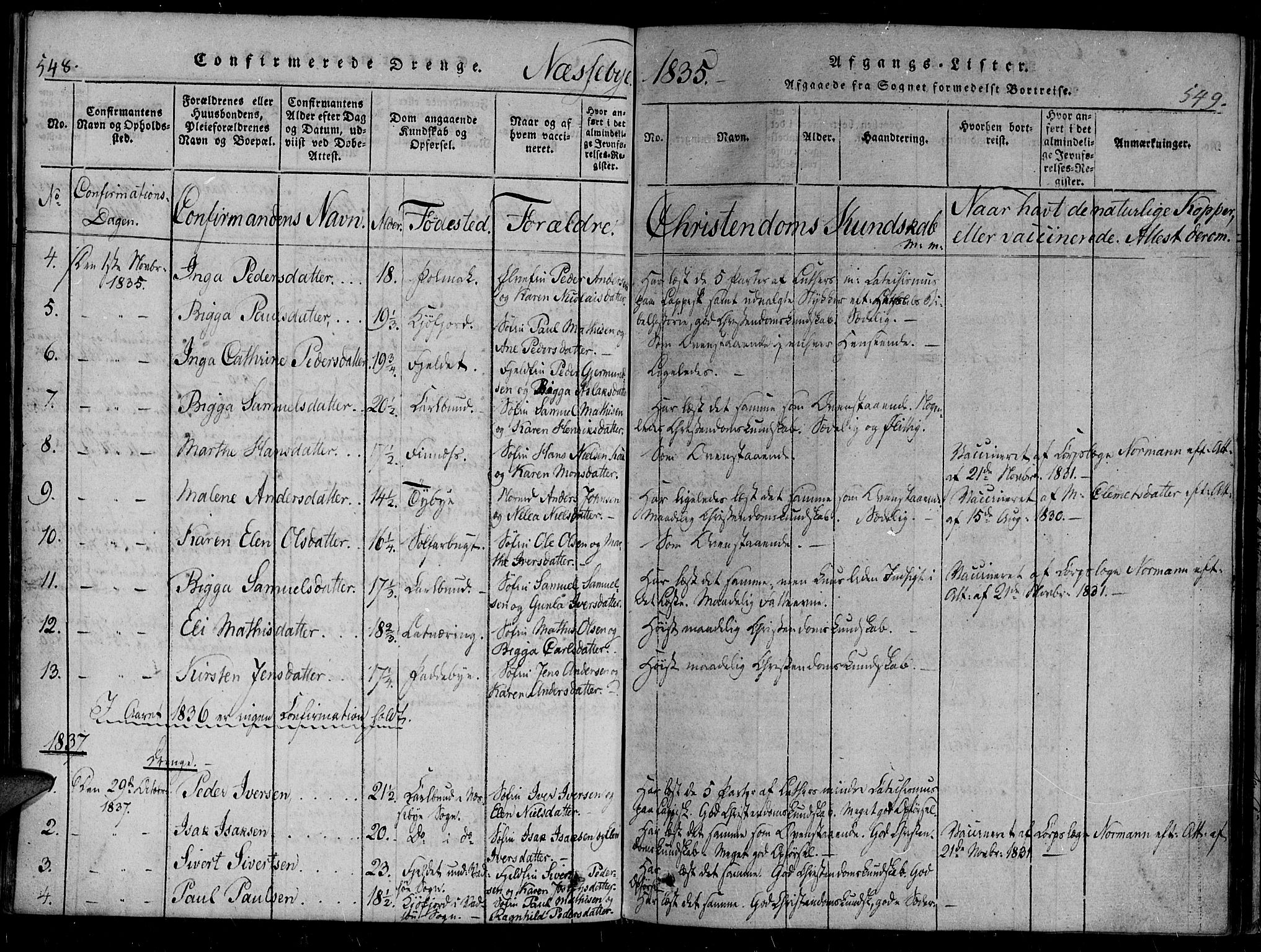 Vadsø sokneprestkontor, SATØ/S-1325/H/Ha/L0003kirke: Parish register (official) no. 3 /2, 1821-1839, p. 548-549