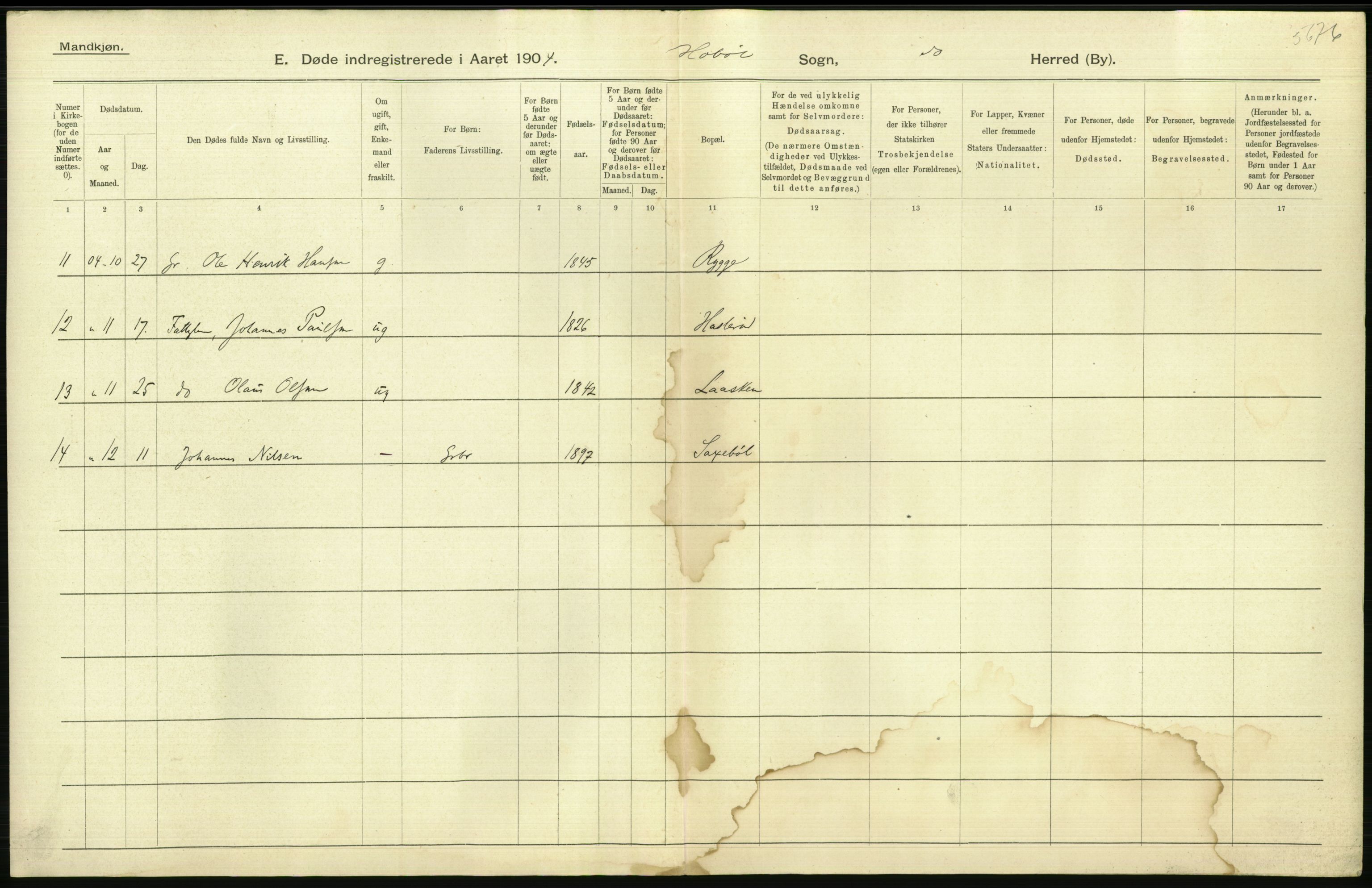 Statistisk sentralbyrå, Sosiodemografiske emner, Befolkning, AV/RA-S-2228/D/Df/Dfa/Dfab/L0001: Smålenenes amt: Fødte, gifte, døde, 1904, p. 818