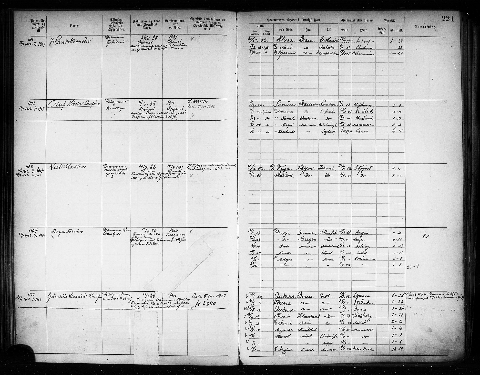 Drammen innrulleringsdistrikt, SAKO/A-781/F/Fb/L0005: Annotasjonsrulle, 1894-1905, p. 224