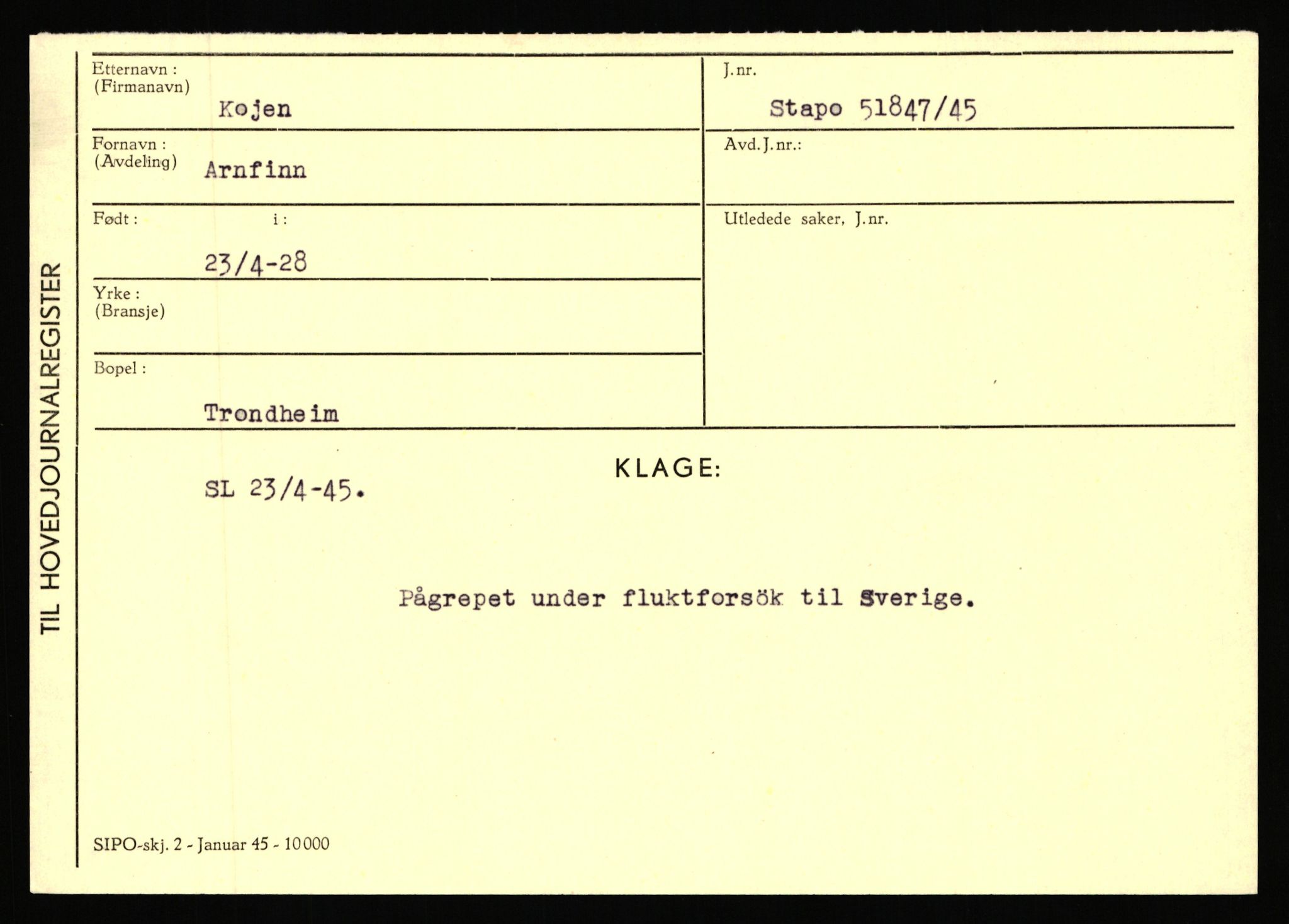 Statspolitiet - Hovedkontoret / Osloavdelingen, AV/RA-S-1329/C/Ca/L0009: Knutsen - Limstrand, 1943-1945, p. 454