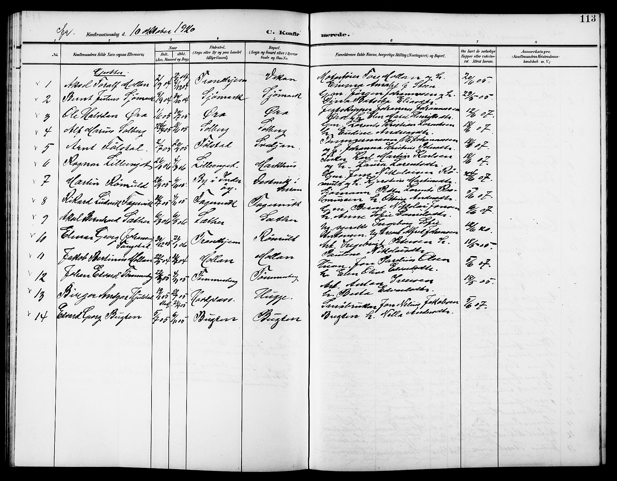 Ministerialprotokoller, klokkerbøker og fødselsregistre - Nord-Trøndelag, SAT/A-1458/744/L0424: Parish register (copy) no. 744C03, 1906-1923, p. 113