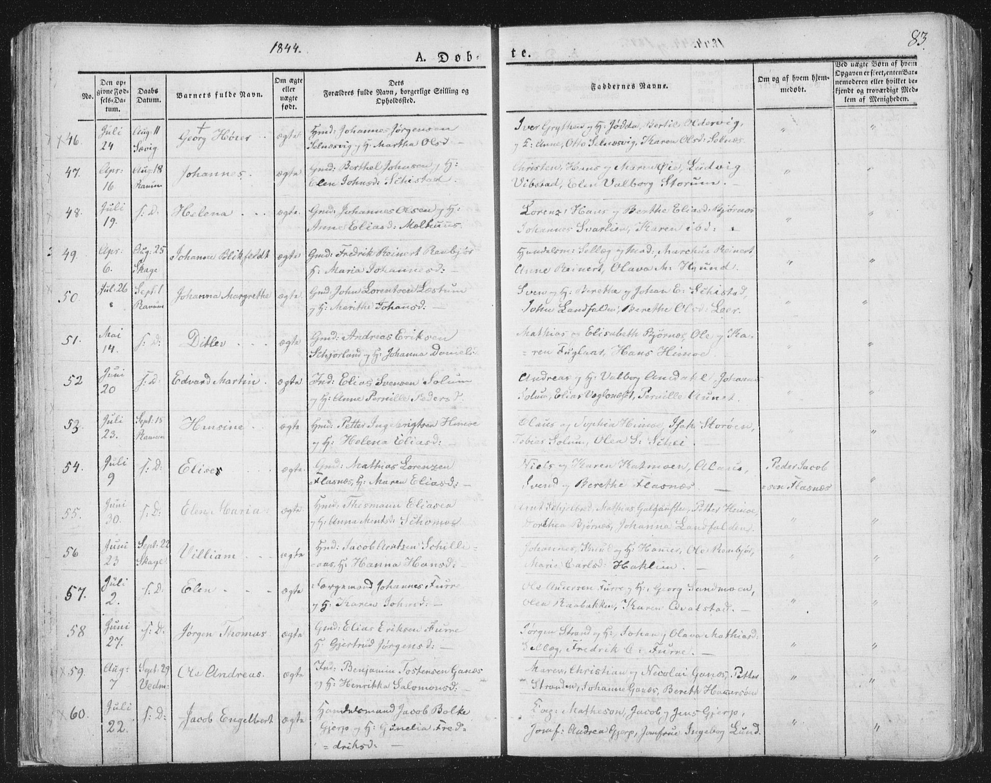 Ministerialprotokoller, klokkerbøker og fødselsregistre - Nord-Trøndelag, SAT/A-1458/764/L0551: Parish register (official) no. 764A07a, 1824-1864, p. 83