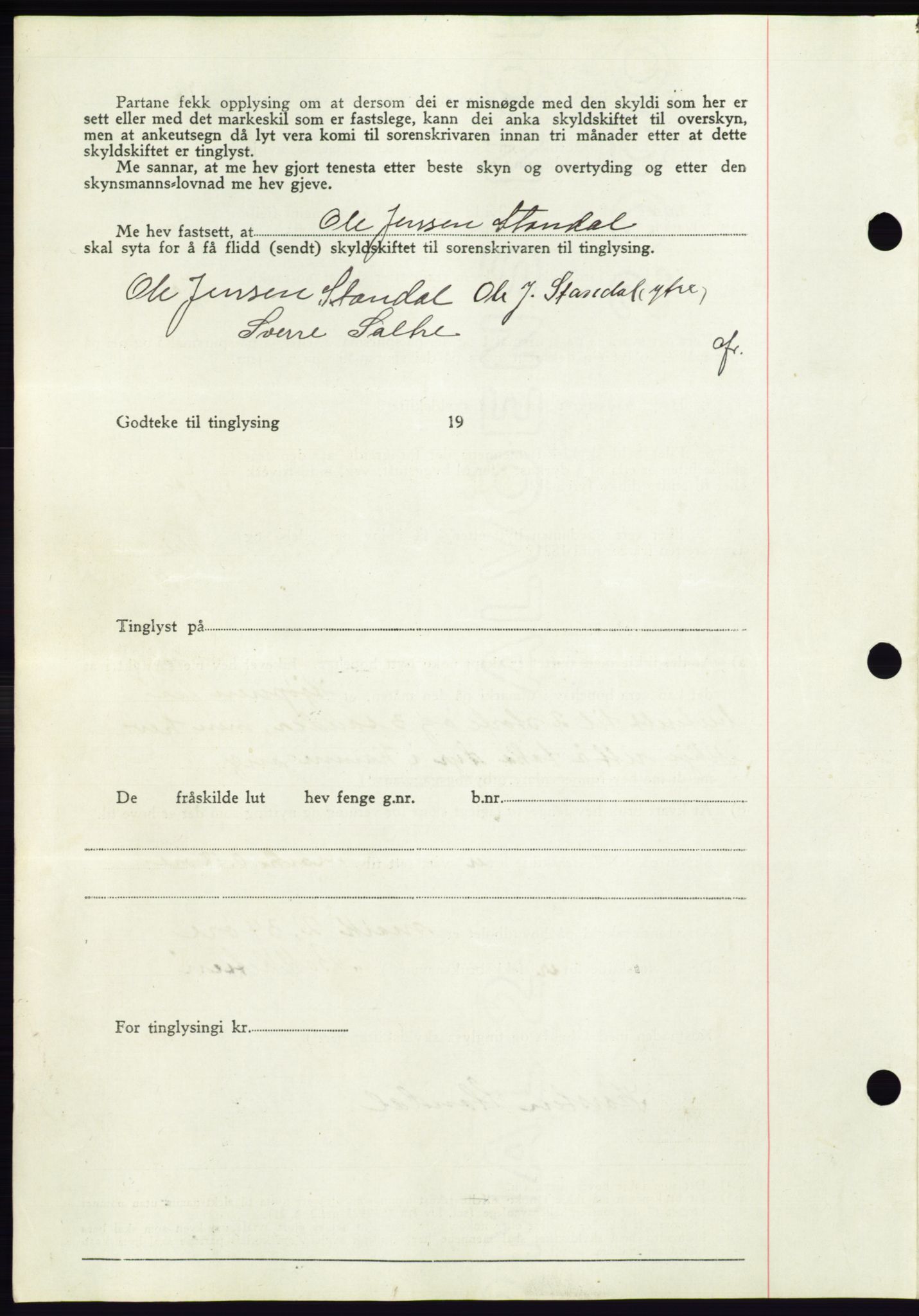 Søre Sunnmøre sorenskriveri, AV/SAT-A-4122/1/2/2C/L0071: Mortgage book no. 65, 1941-1941, Diary no: : 752/1941