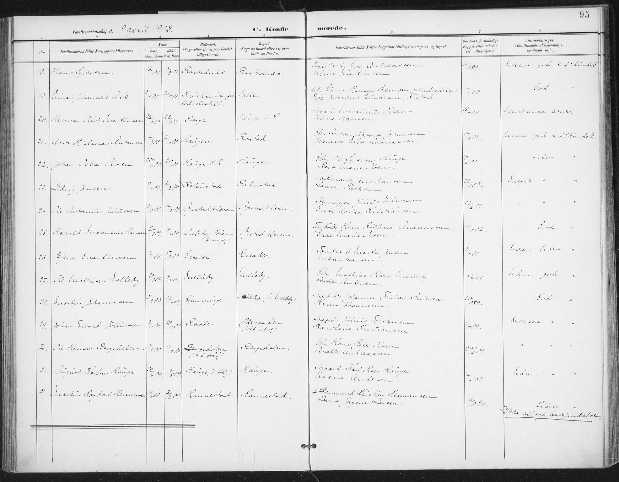 Rolvsøy prestekontor Kirkebøker, AV/SAO-A-2004/F/Fa/L0001: Parish register (official) no. 1, 1901-1909, p. 95