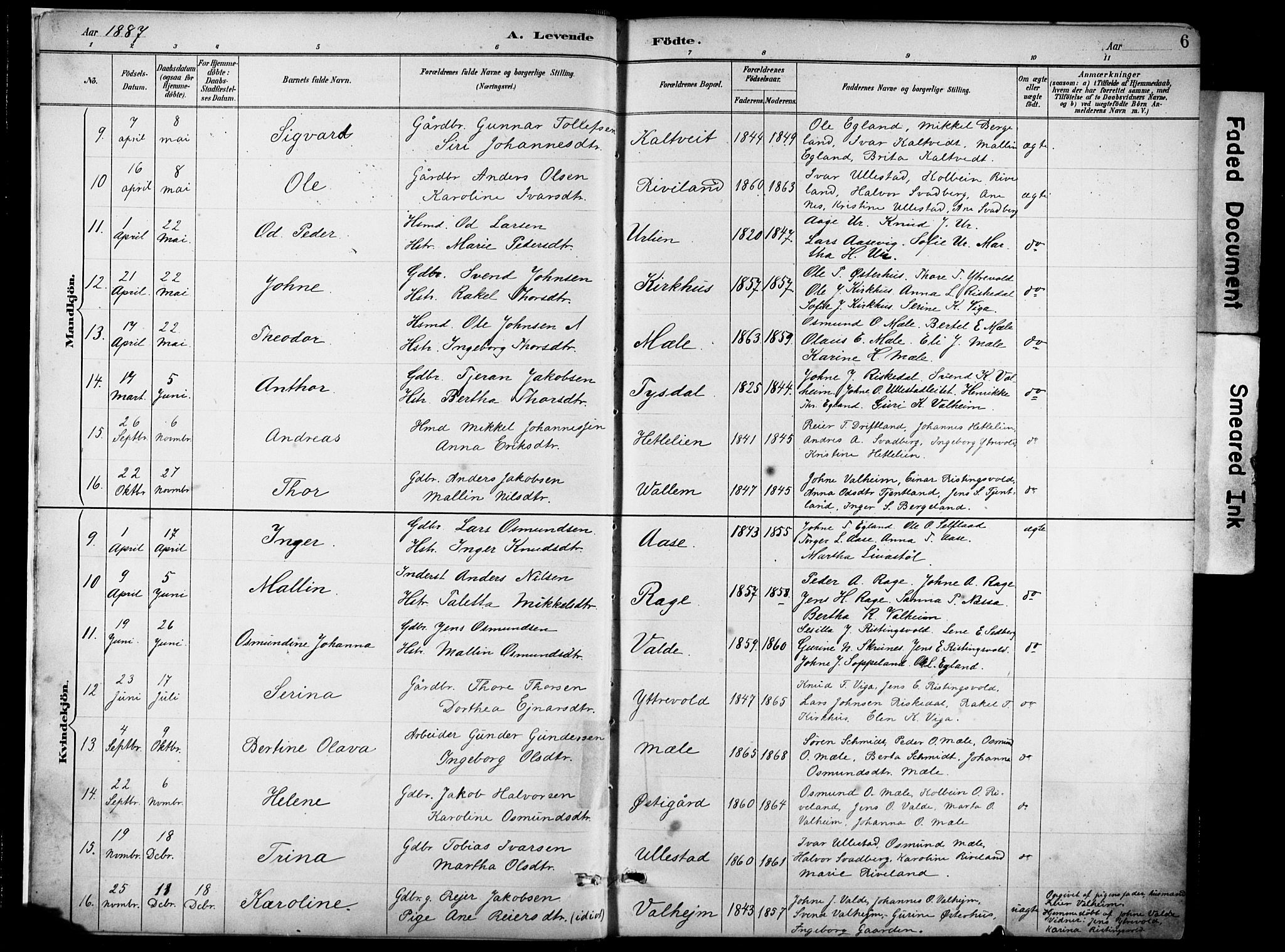 Hjelmeland sokneprestkontor, AV/SAST-A-101843/02/A/L0001: Parish register (official) no. A 16, 1887-1926, p. 6