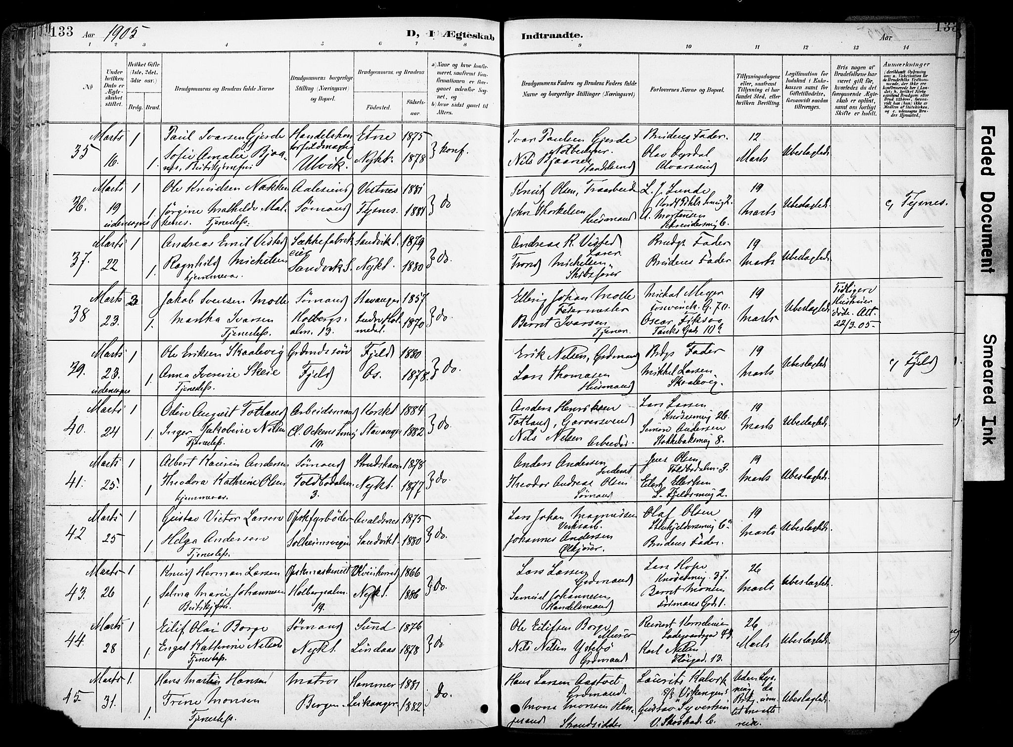 Nykirken Sokneprestembete, AV/SAB-A-77101/H/Haa/L0034: Parish register (official) no. D 4, 1896-1905, p. 133