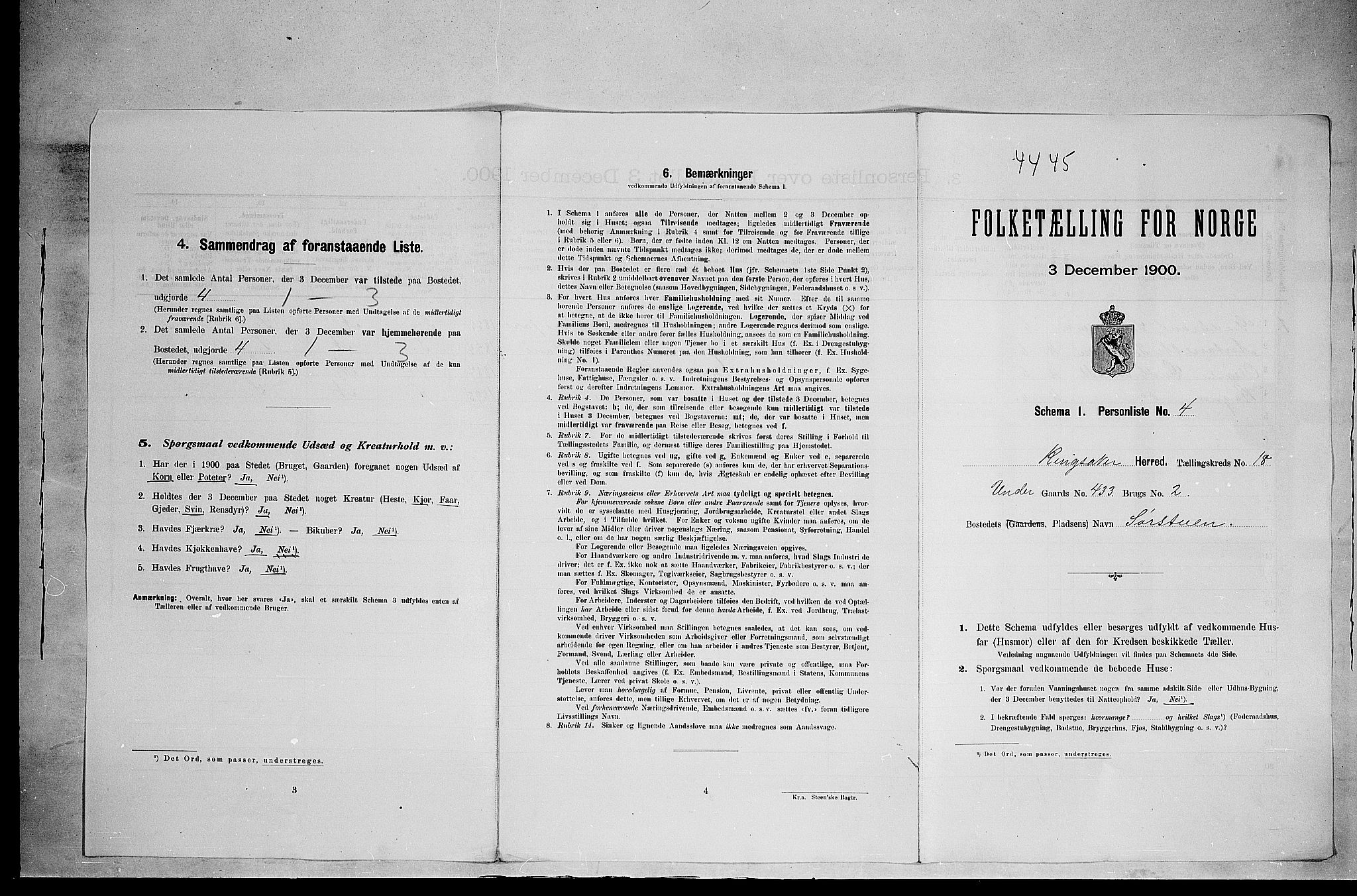 SAH, 1900 census for Ringsaker, 1900, p. 3235