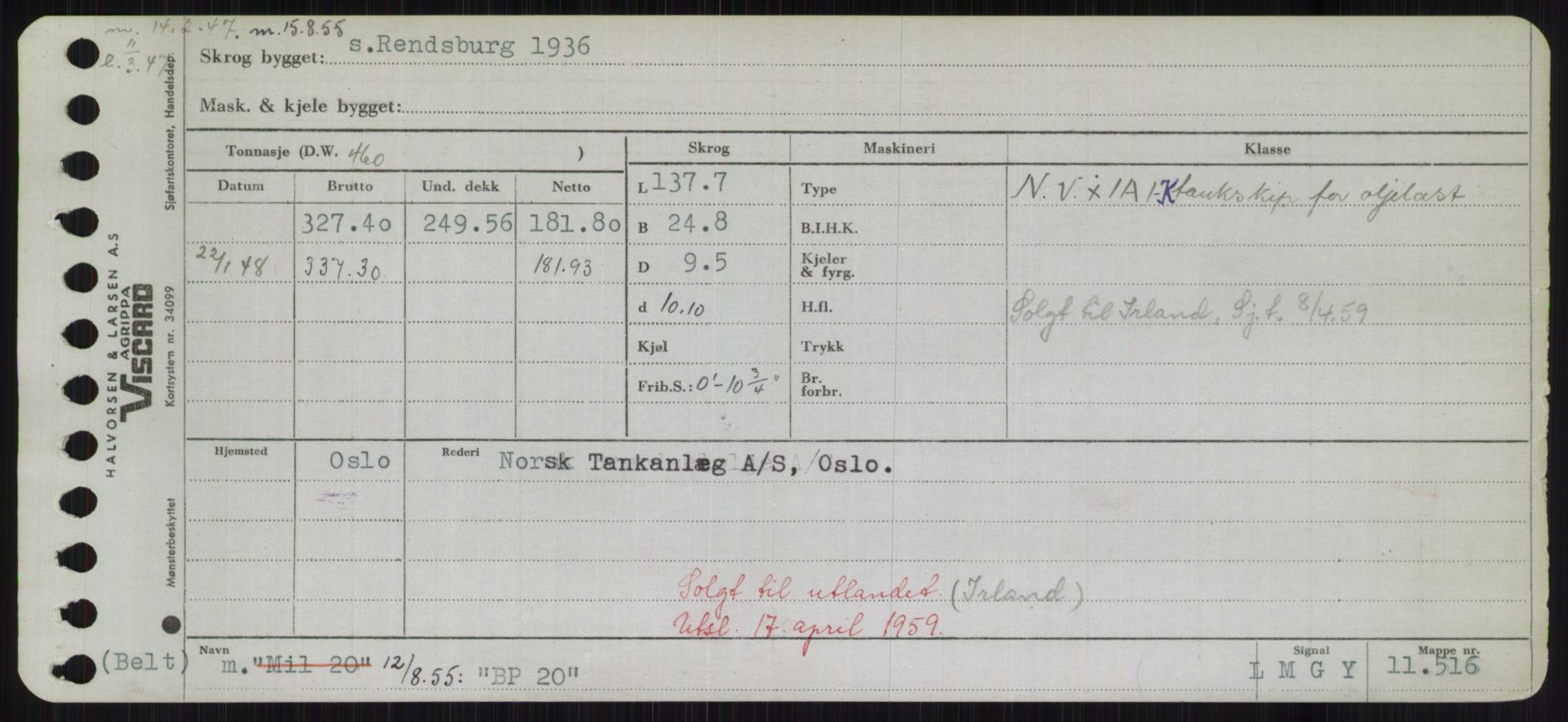 Sjøfartsdirektoratet med forløpere, Skipsmålingen, RA/S-1627/H/Hd/L0003: Fartøy, B-Bev, p. 23