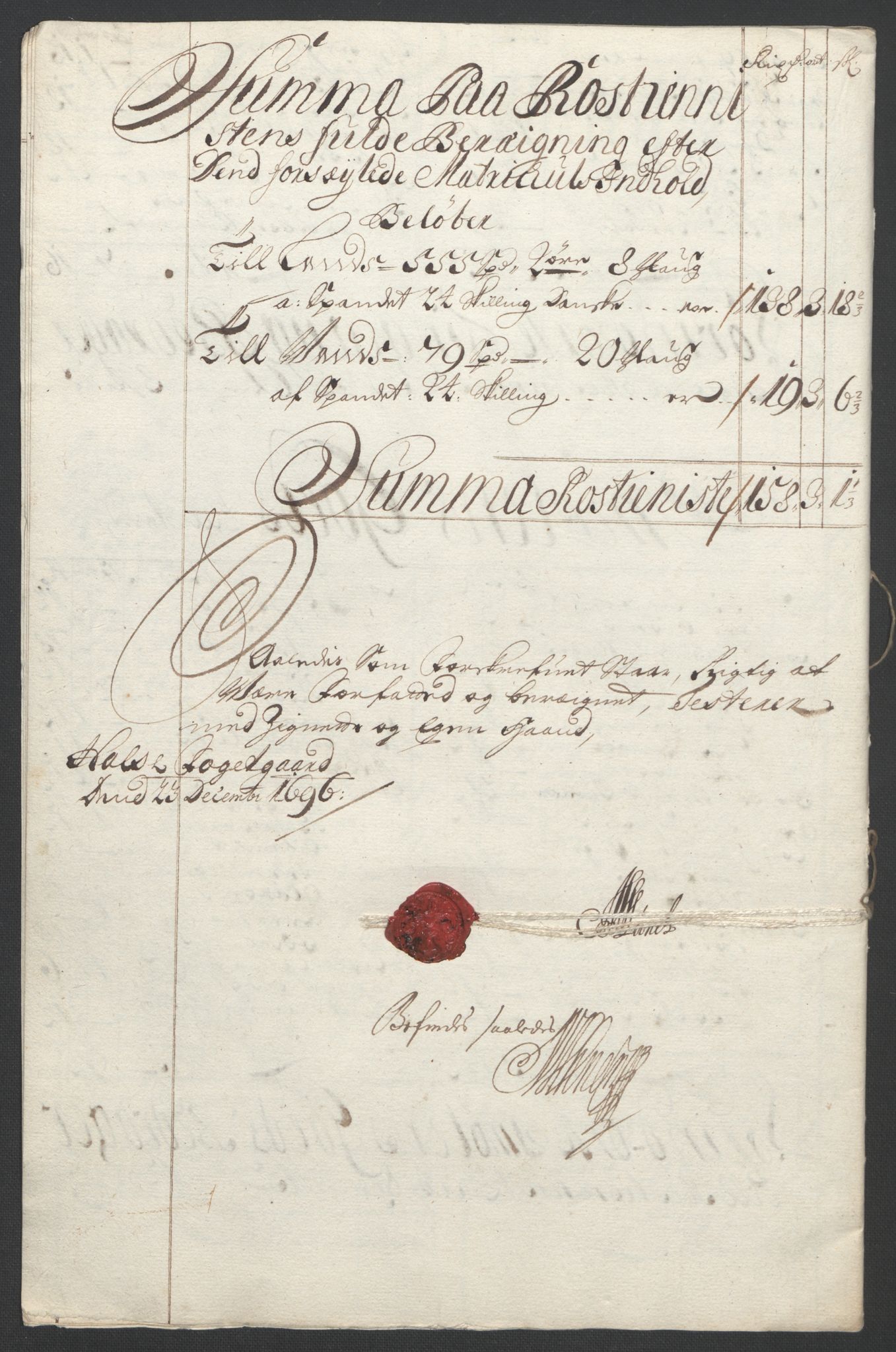 Rentekammeret inntil 1814, Reviderte regnskaper, Fogderegnskap, RA/EA-4092/R56/L3736: Fogderegnskap Nordmøre, 1694-1696, p. 419