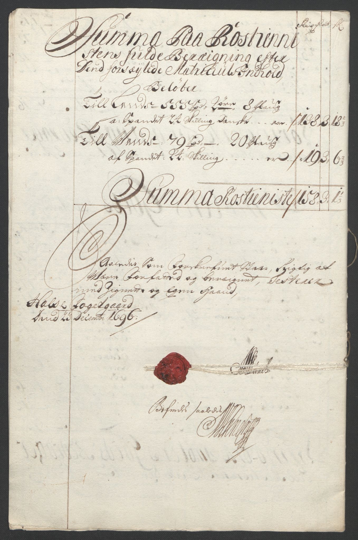 Rentekammeret inntil 1814, Reviderte regnskaper, Fogderegnskap, AV/RA-EA-4092/R56/L3736: Fogderegnskap Nordmøre, 1694-1696, p. 419