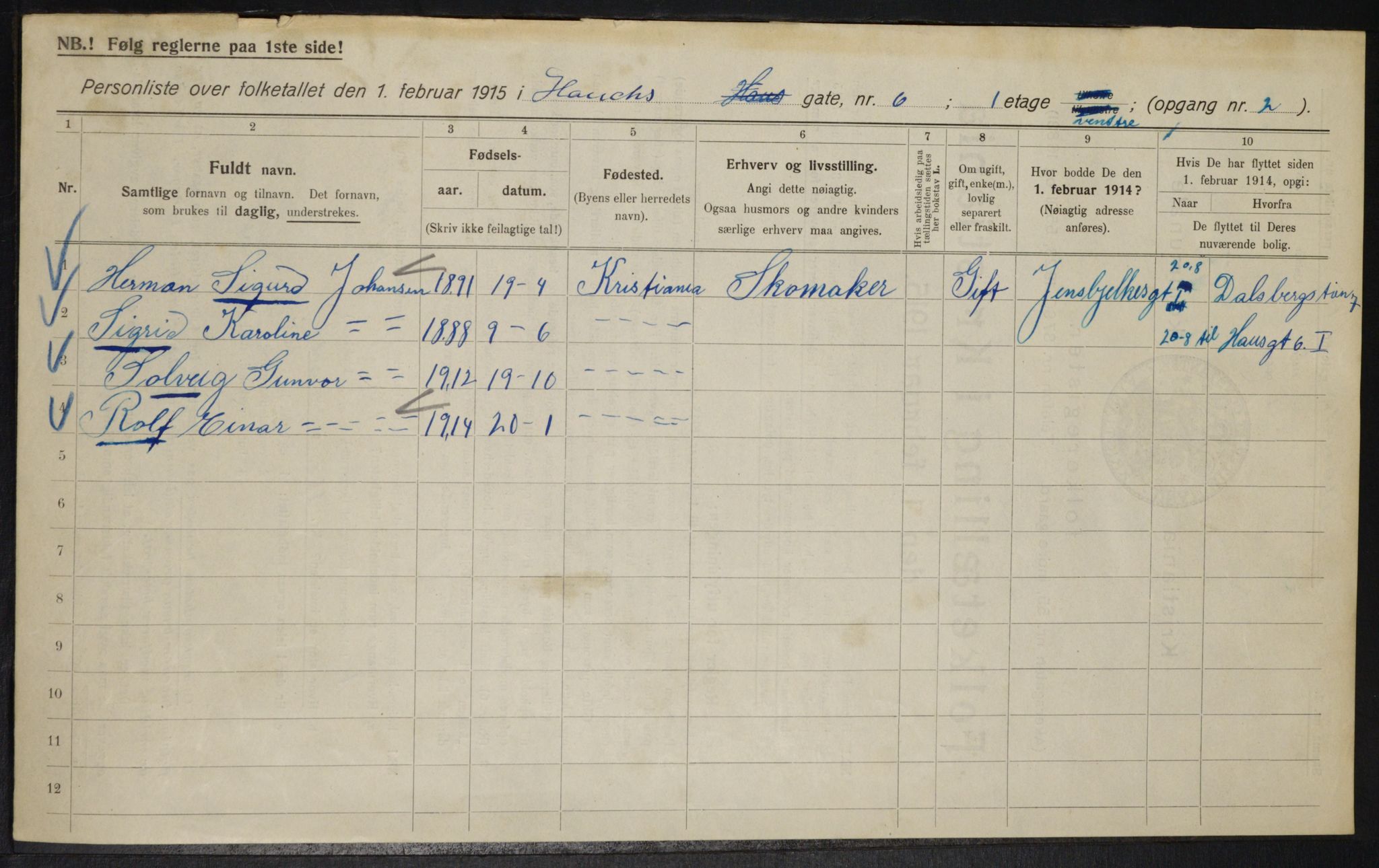 OBA, Municipal Census 1915 for Kristiania, 1915, p. 34799