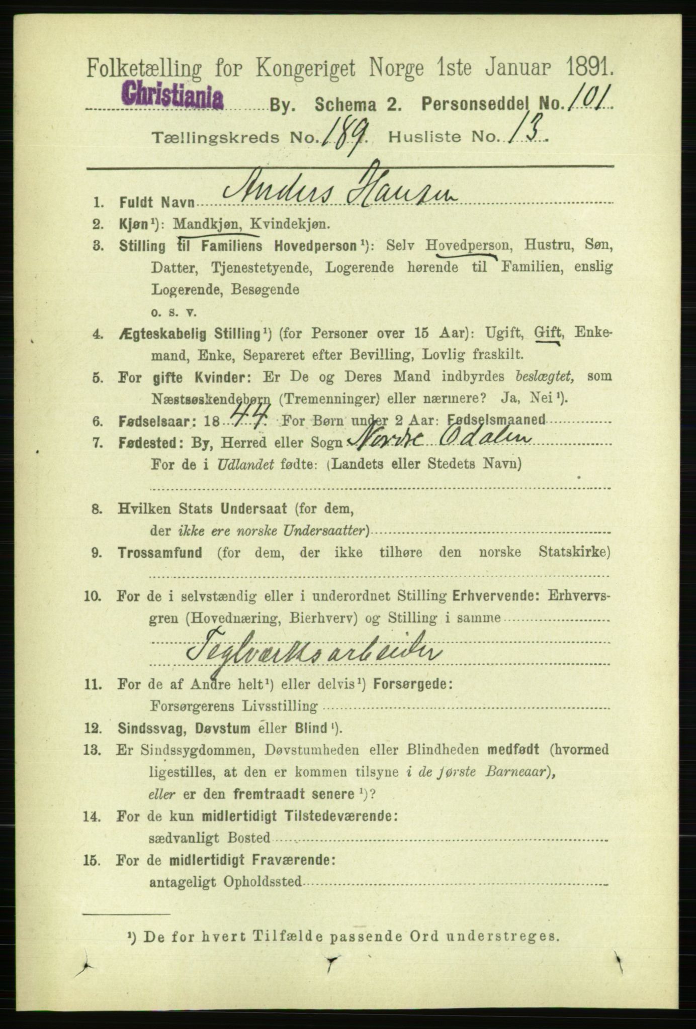 RA, 1891 census for 0301 Kristiania, 1891, p. 113706