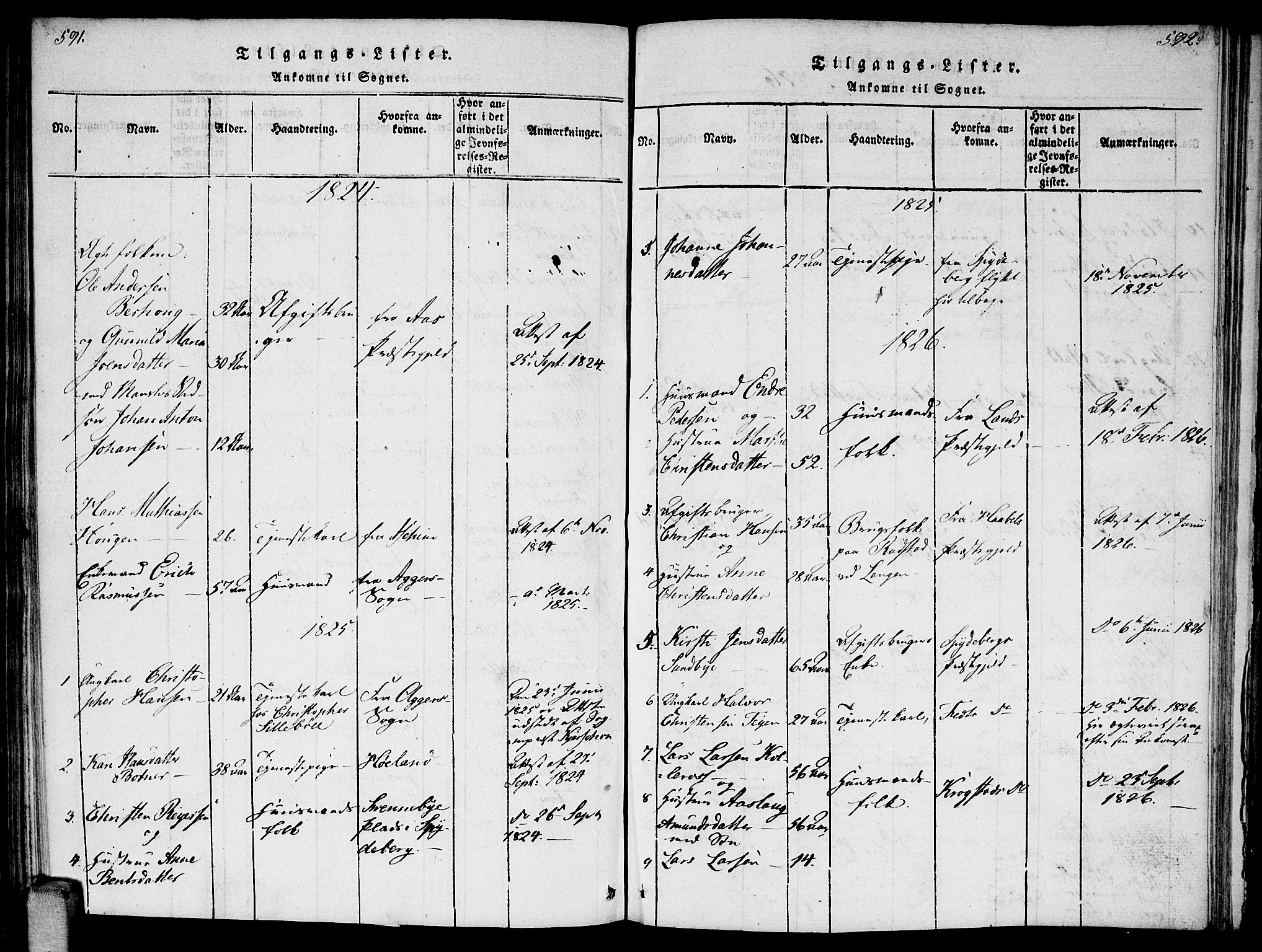 Enebakk prestekontor Kirkebøker, AV/SAO-A-10171c/F/Fa/L0006: Parish register (official) no. I 6, 1815-1832, p. 591-592