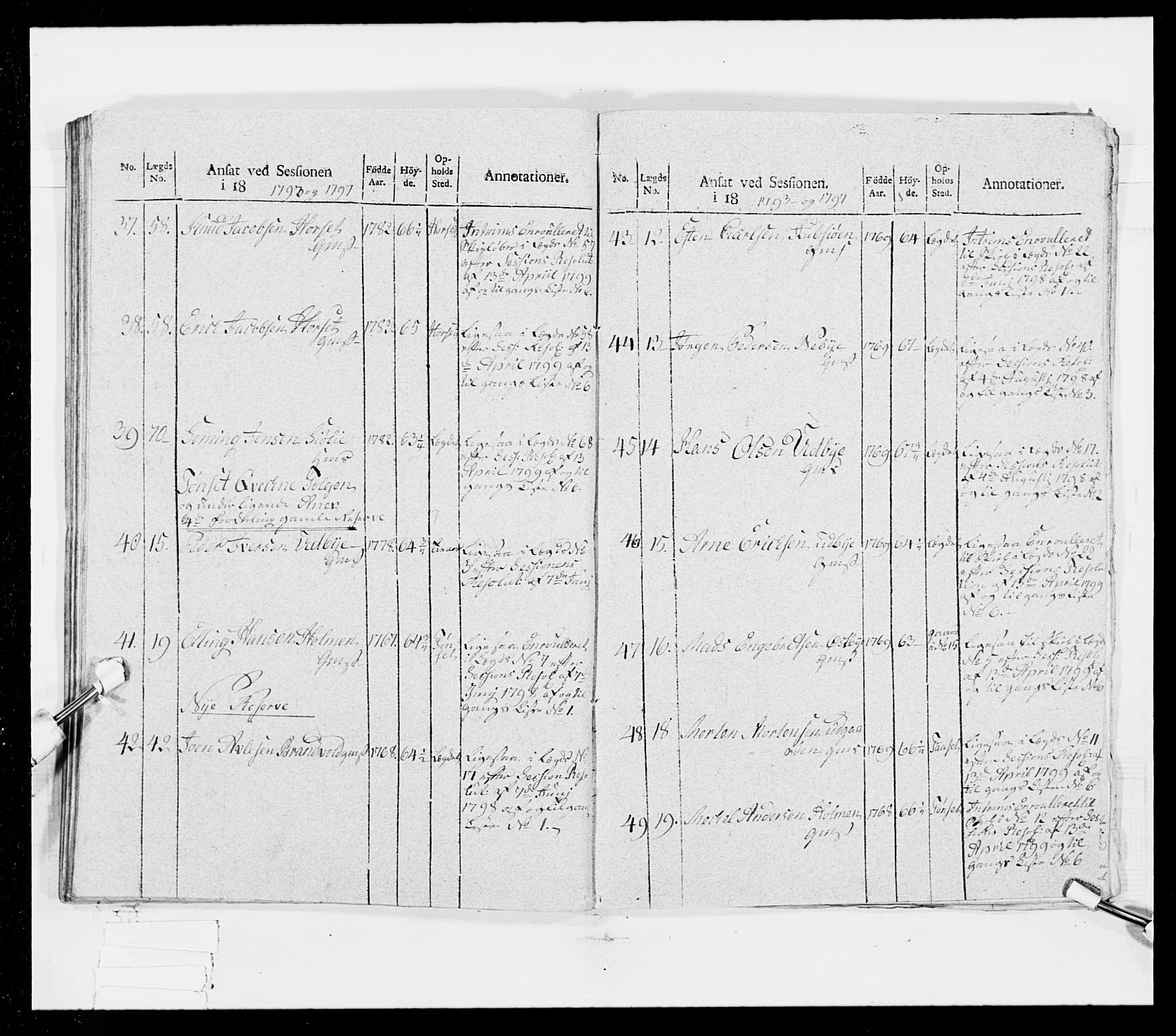 Generalitets- og kommissariatskollegiet, Det kongelige norske kommissariatskollegium, AV/RA-EA-5420/E/Eh/L0025: Skiløperkompaniene, 1766-1803, p. 219