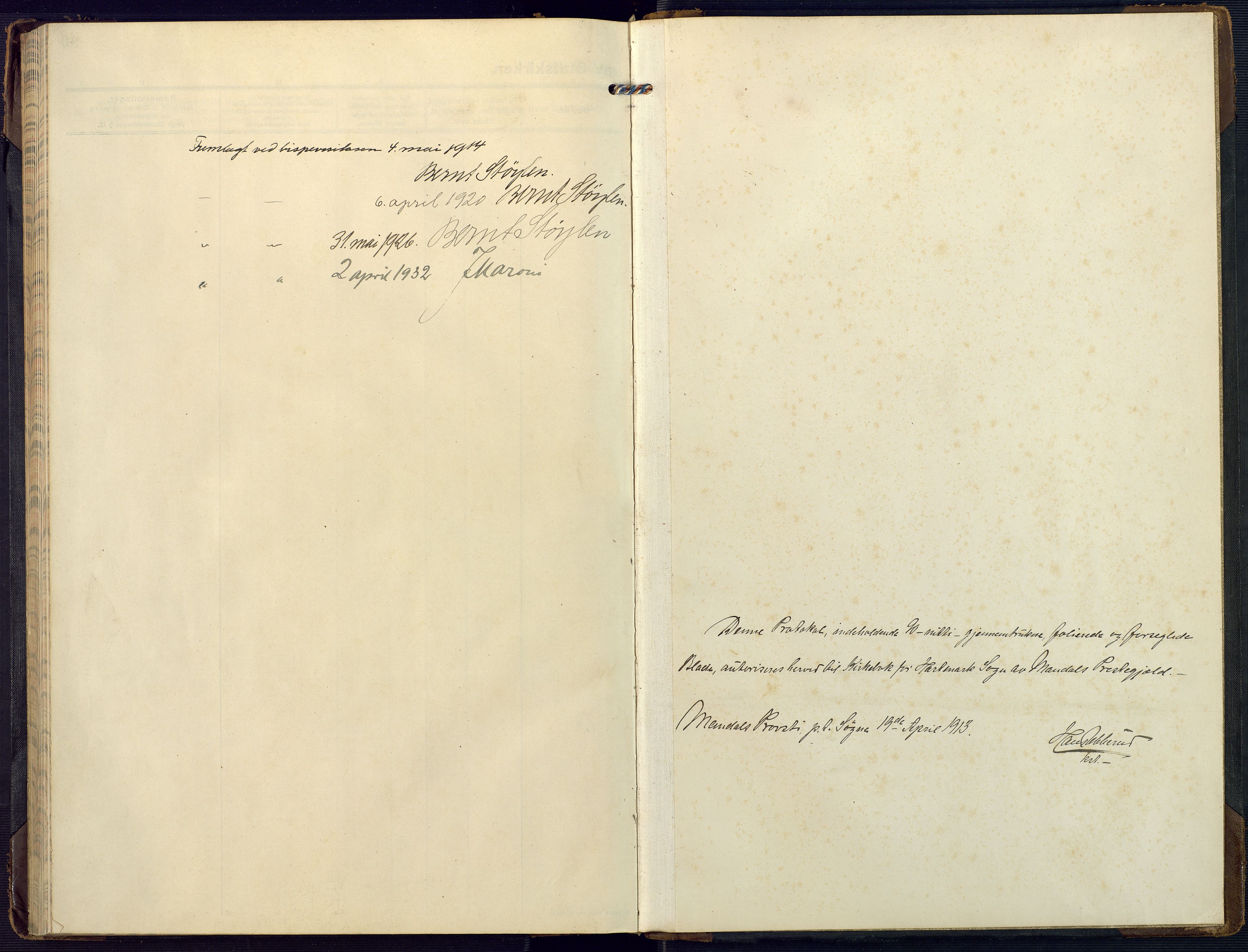 Mandal sokneprestkontor, SAK/1111-0030/F/Fa/Fab/L0003: Parish register (official) no. A 3, 1913-1933