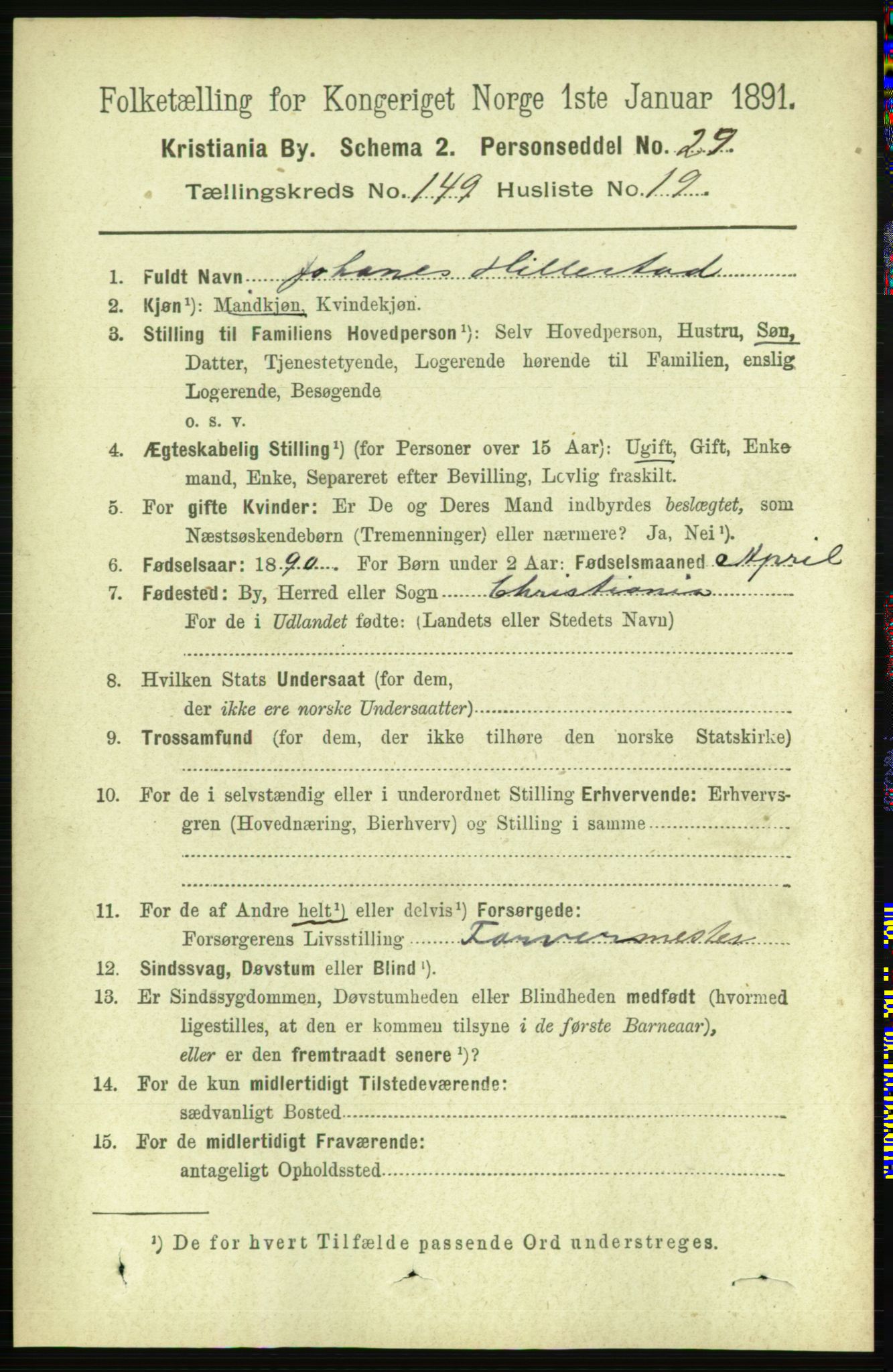 RA, 1891 census for 0301 Kristiania, 1891, p. 83550