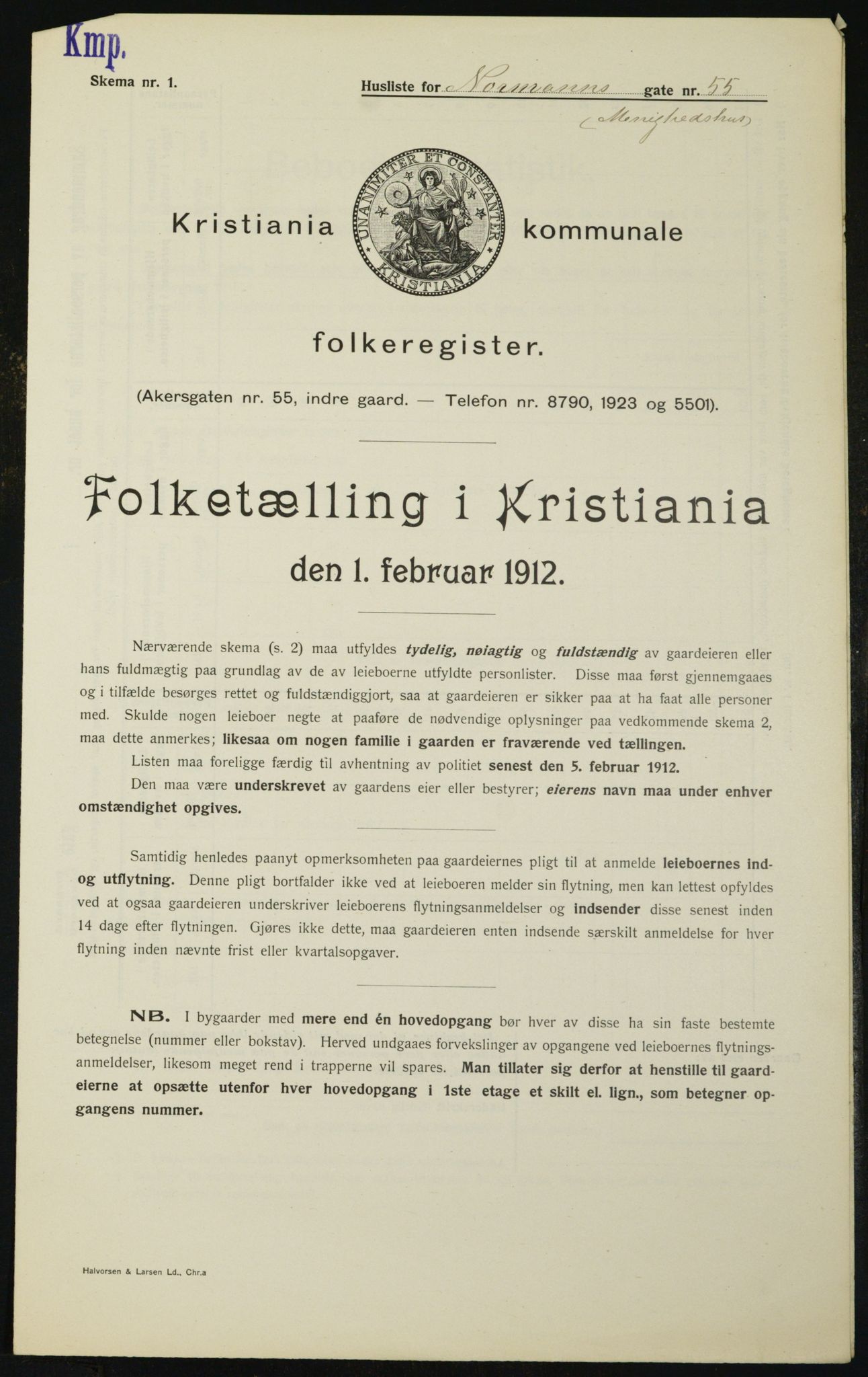 OBA, Municipal Census 1912 for Kristiania, 1912, p. 74586