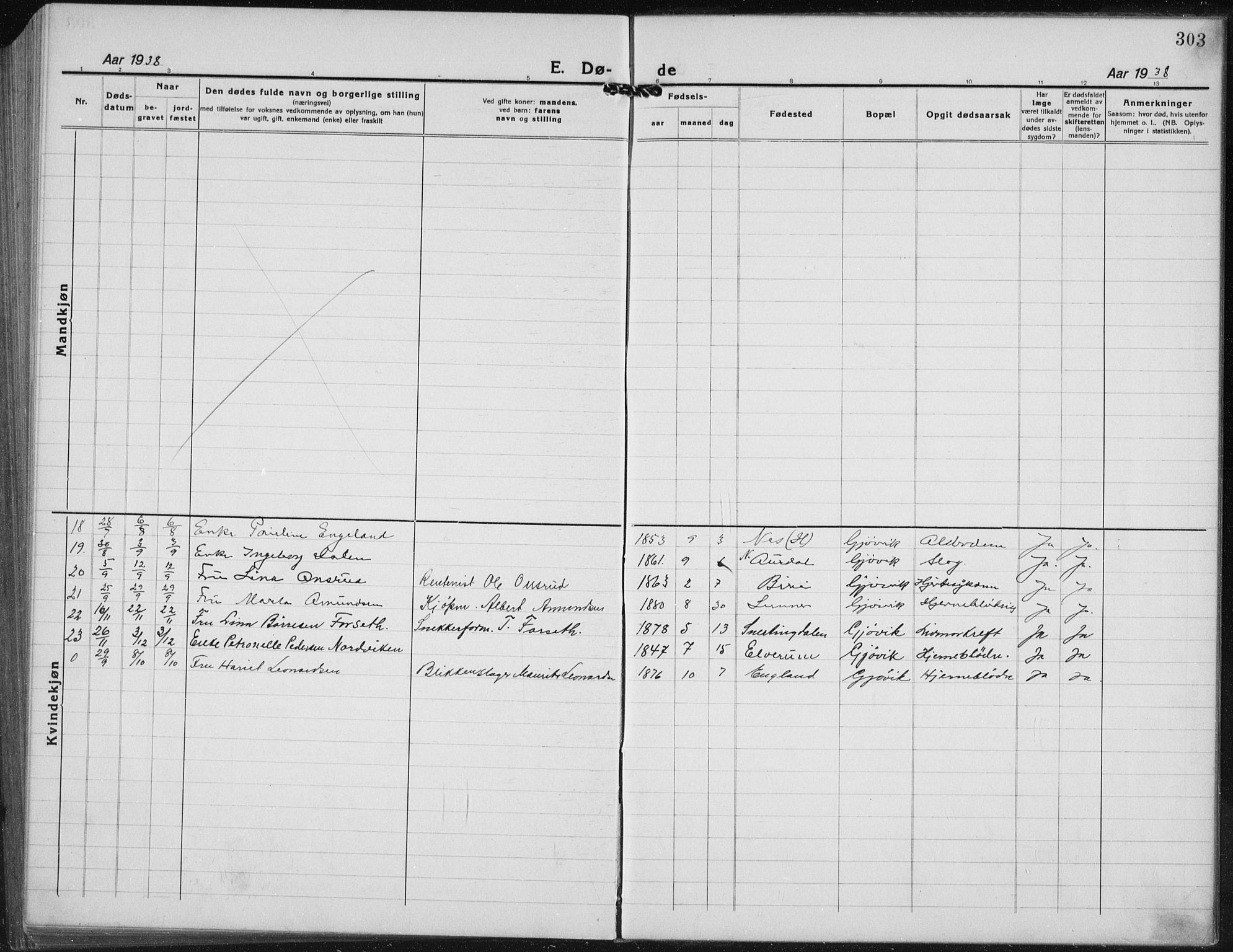 Vardal prestekontor, SAH/PREST-100/H/Ha/Hab/L0017: Parish register (copy) no. 17, 1922-1941, p. 303