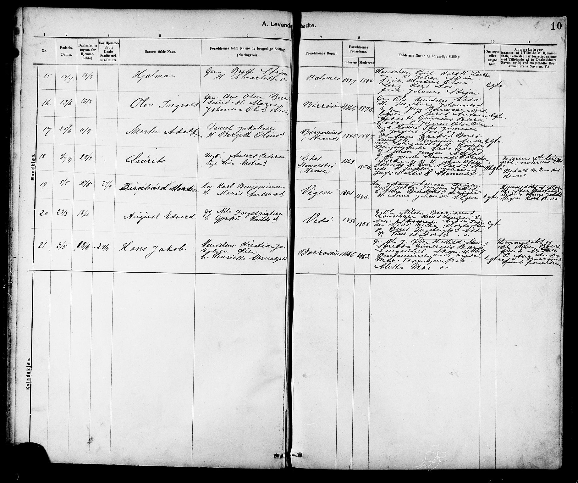 Ministerialprotokoller, klokkerbøker og fødselsregistre - Sør-Trøndelag, SAT/A-1456/639/L0573: Parish register (copy) no. 639C01, 1890-1905, p. 10
