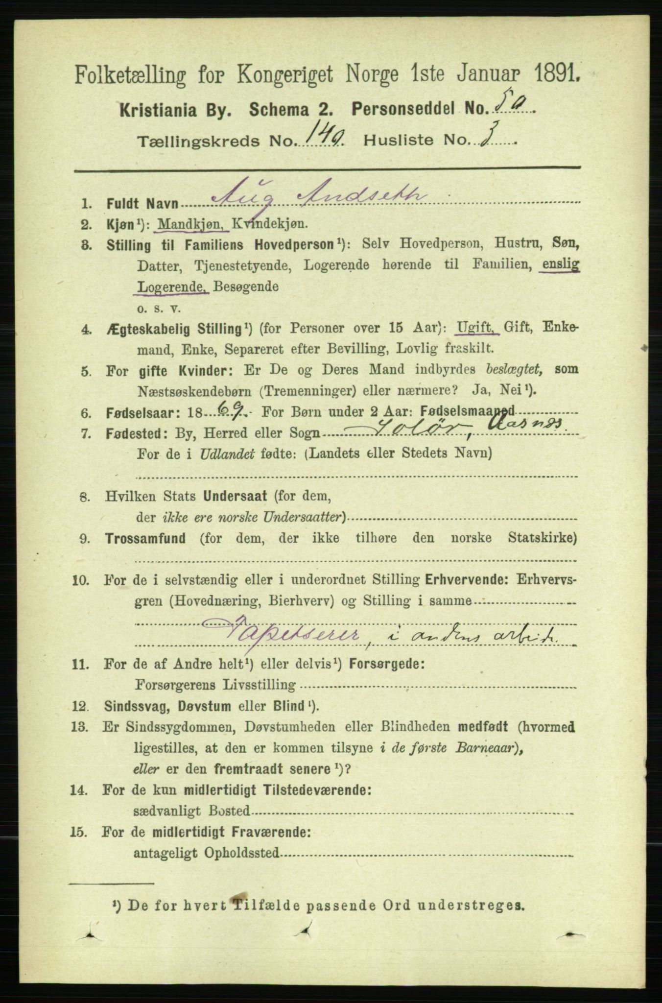 RA, 1891 census for 0301 Kristiania, 1891, p. 77627