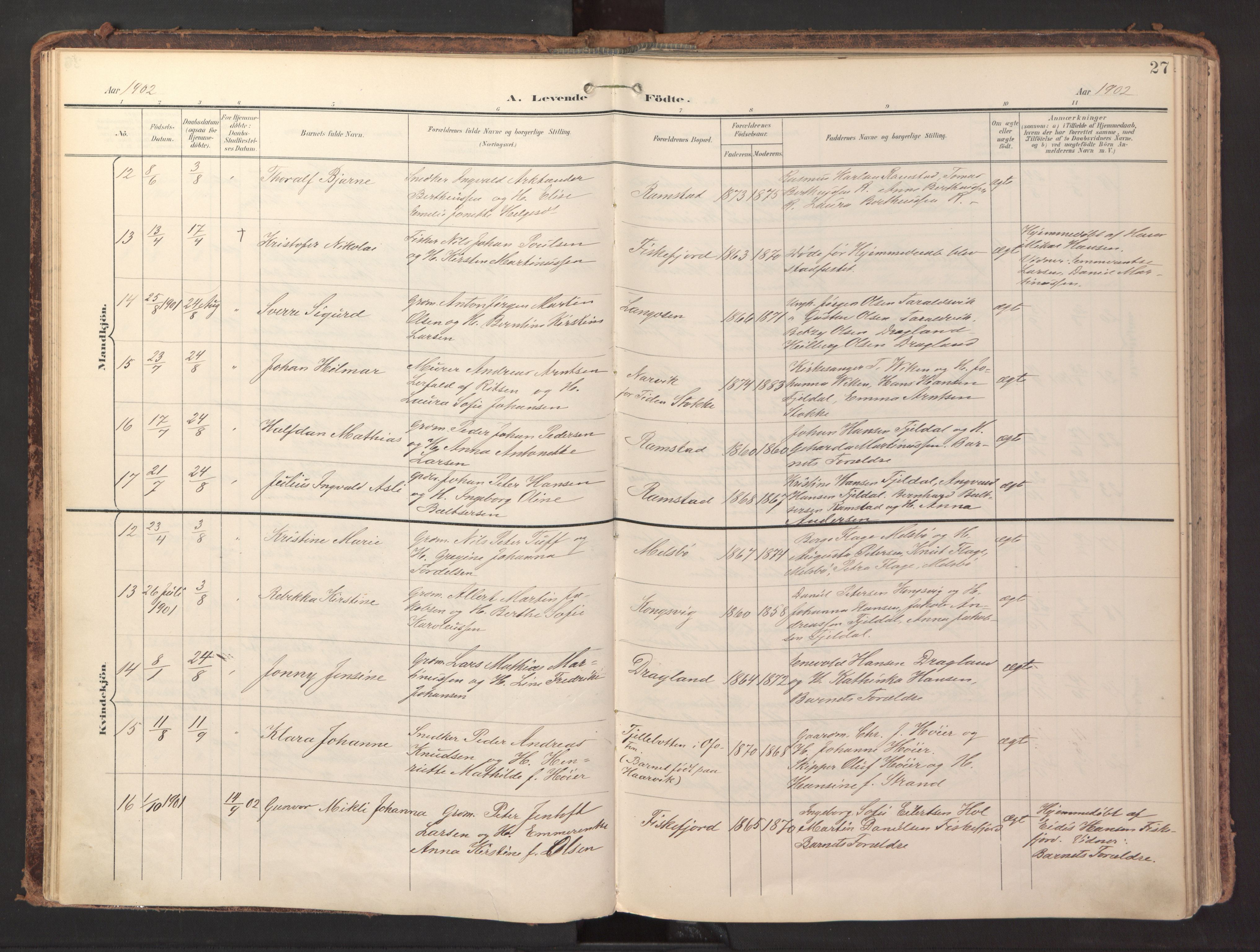 Ministerialprotokoller, klokkerbøker og fødselsregistre - Nordland, AV/SAT-A-1459/865/L0926: Parish register (official) no. 865A04, 1897-1912, p. 27