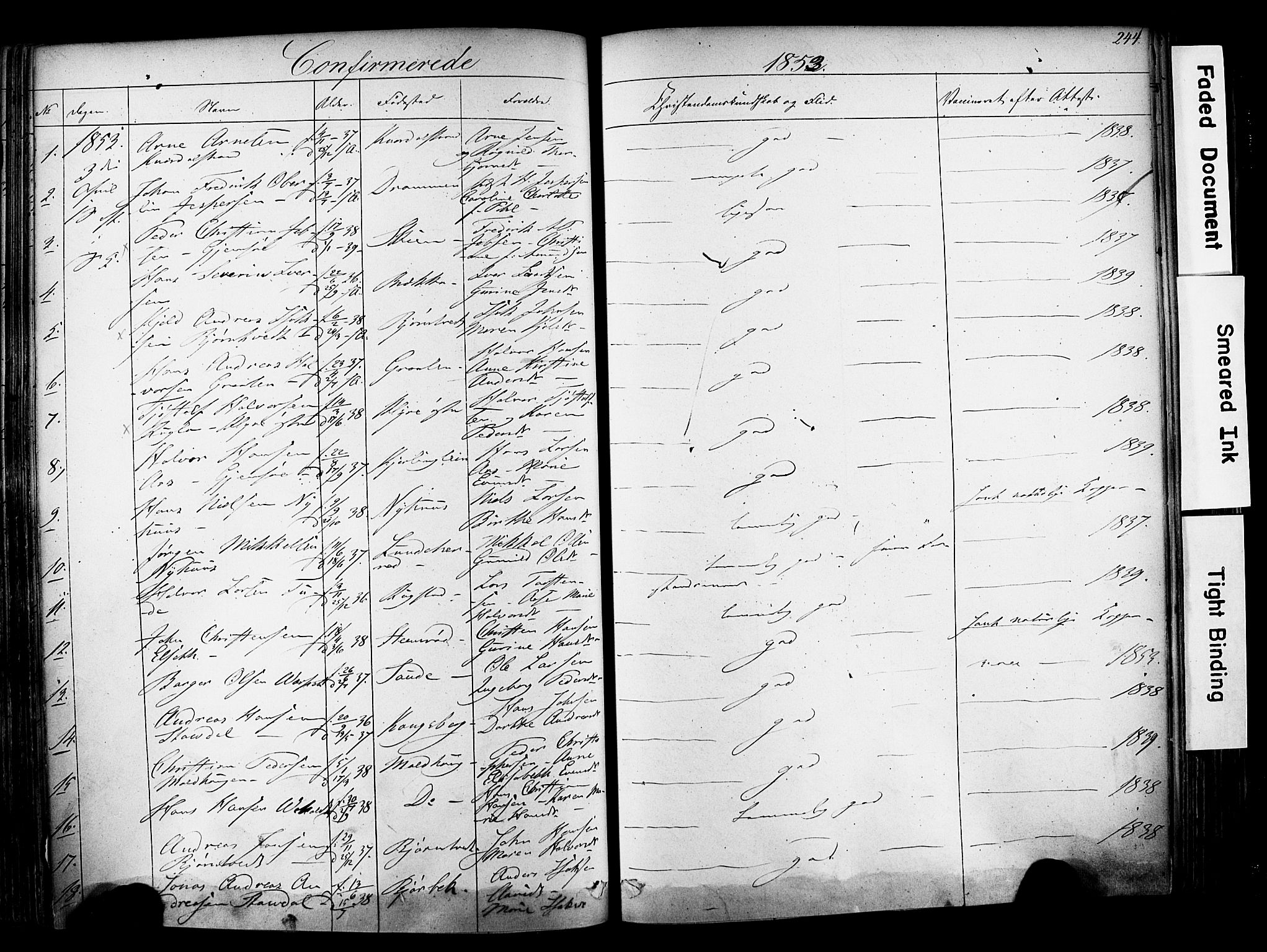 Solum kirkebøker, SAKO/A-306/F/Fa/L0006: Parish register (official) no. I 6, 1844-1855, p. 244