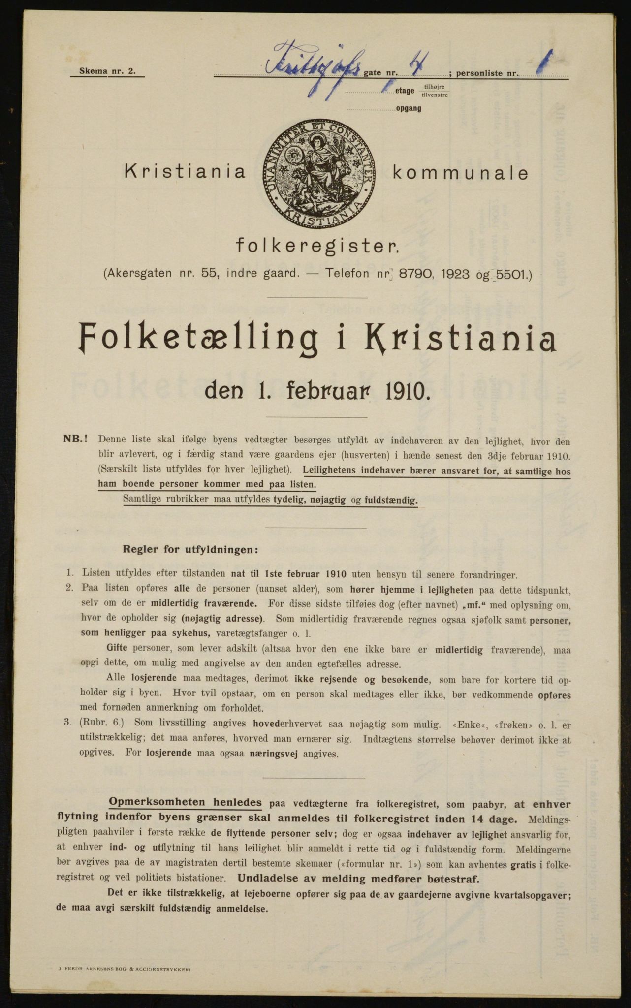 OBA, Municipal Census 1910 for Kristiania, 1910, p. 25125