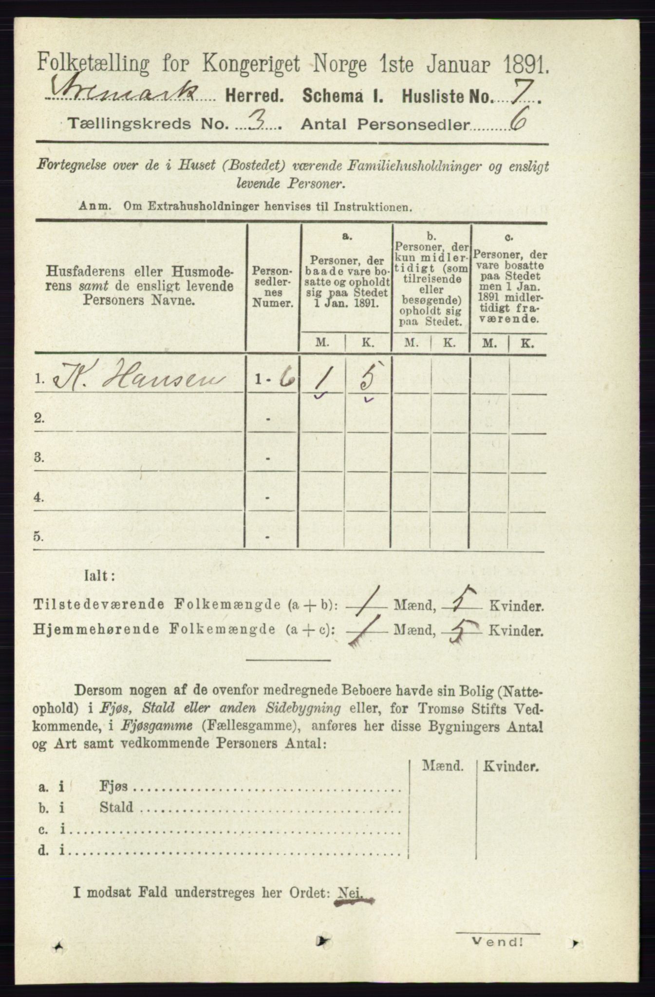 RA, 1891 census for 0118 Aremark, 1891, p. 1346