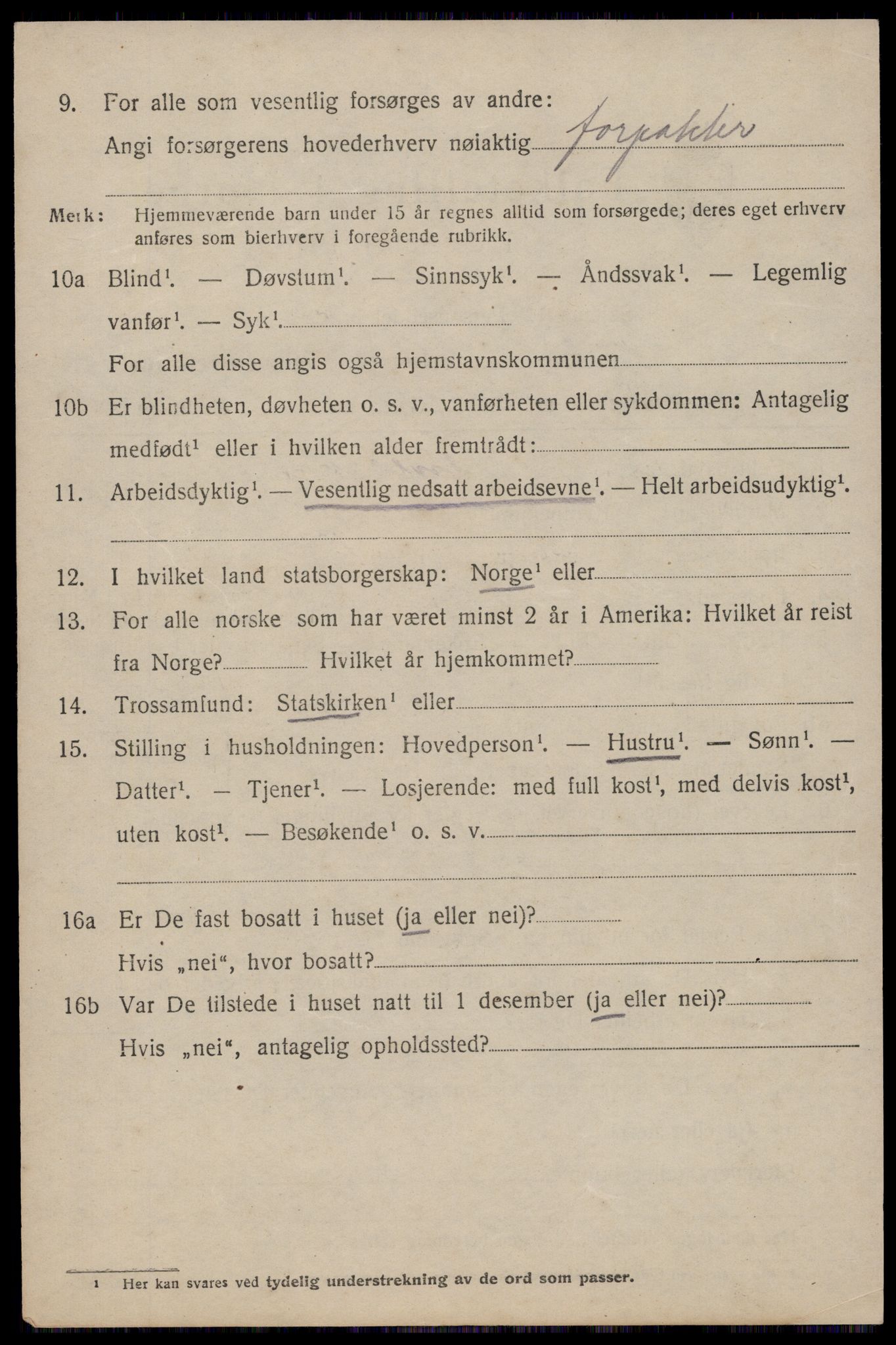 SAST, 1920 census for Skjold, 1920, p. 909