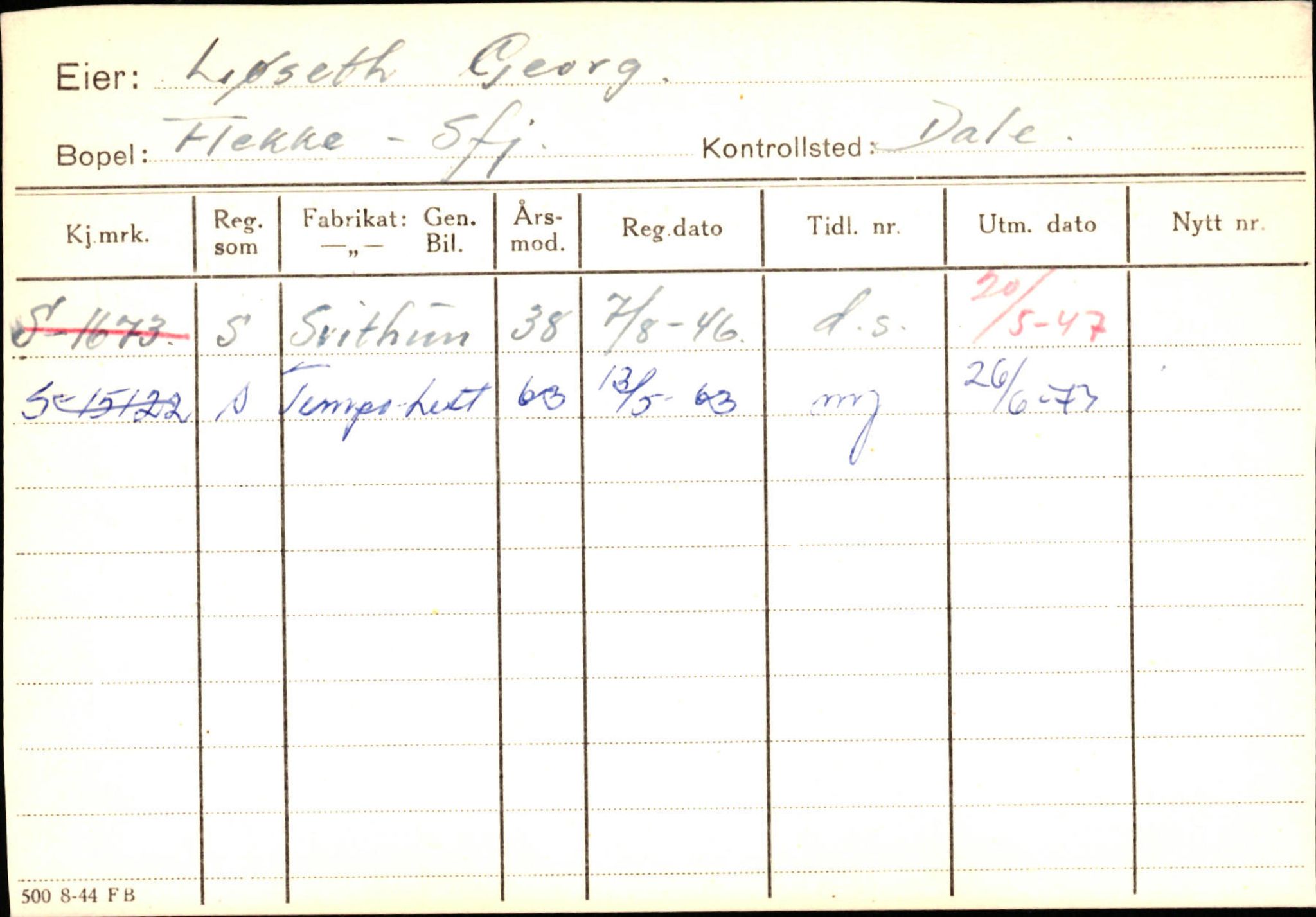 Statens vegvesen, Sogn og Fjordane vegkontor, AV/SAB-A-5301/4/F/L0125: Eigarregister Sogndal V-Å. Aurland A-Å. Fjaler A-N, 1945-1975, p. 2518