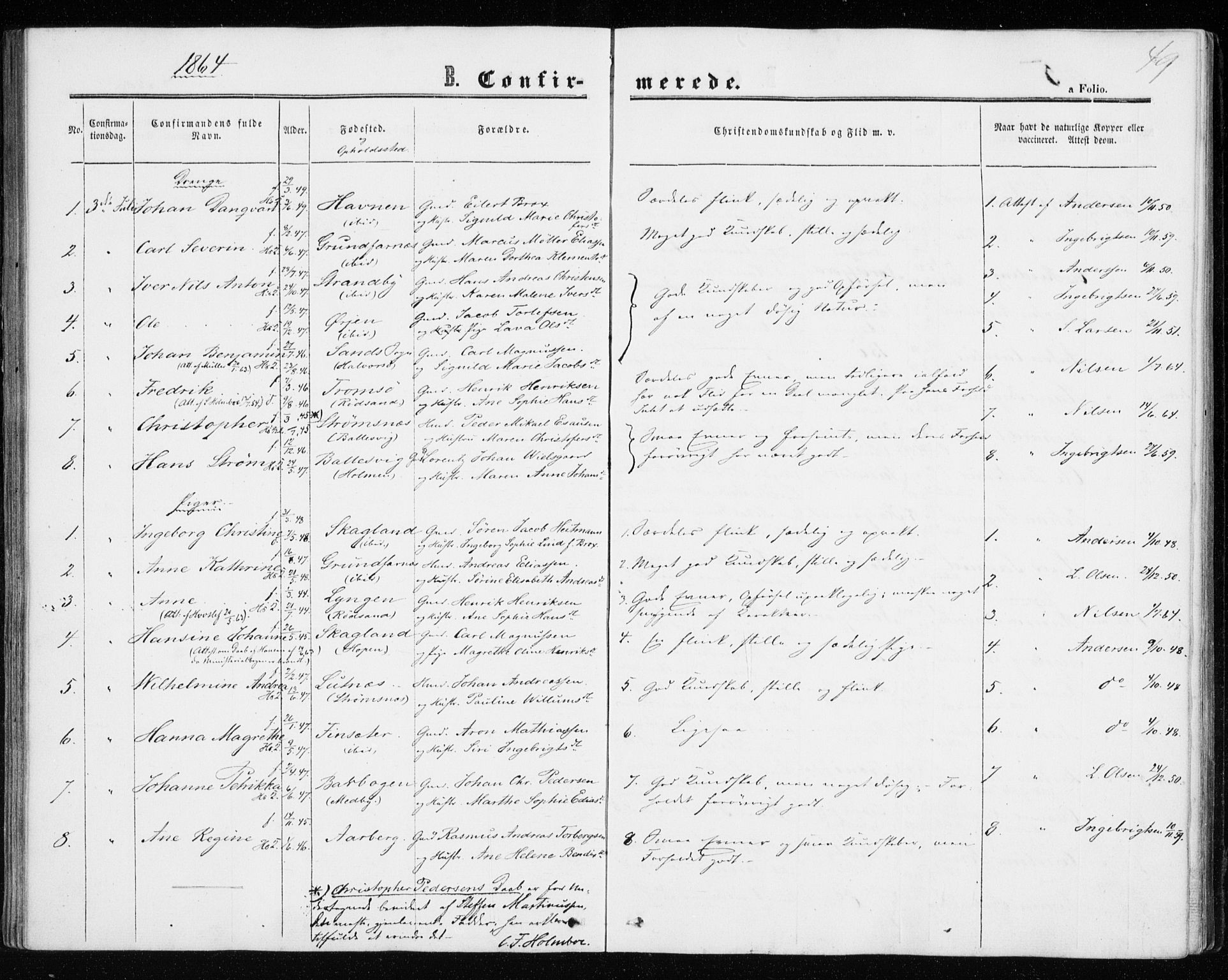 Berg sokneprestkontor, SATØ/S-1318/G/Ga/Gaa/L0002kirke: Parish register (official) no. 2, 1860-1872, p. 49